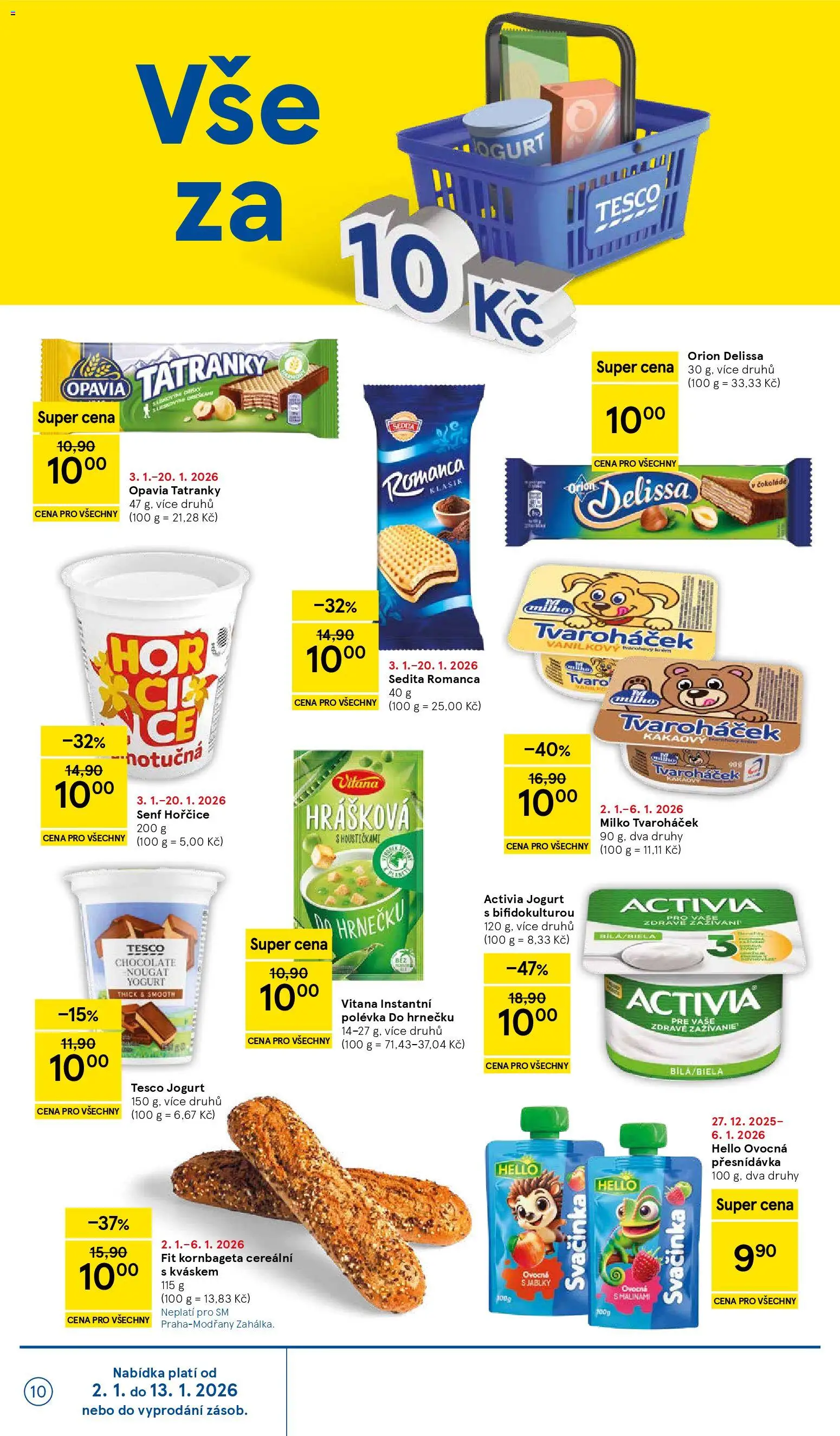 Tesco leták - Supermarket od 02.01.2026 | Strana: 10 | Produkty: Tatranky, Jogurt, Hořčice, Tvaroháček