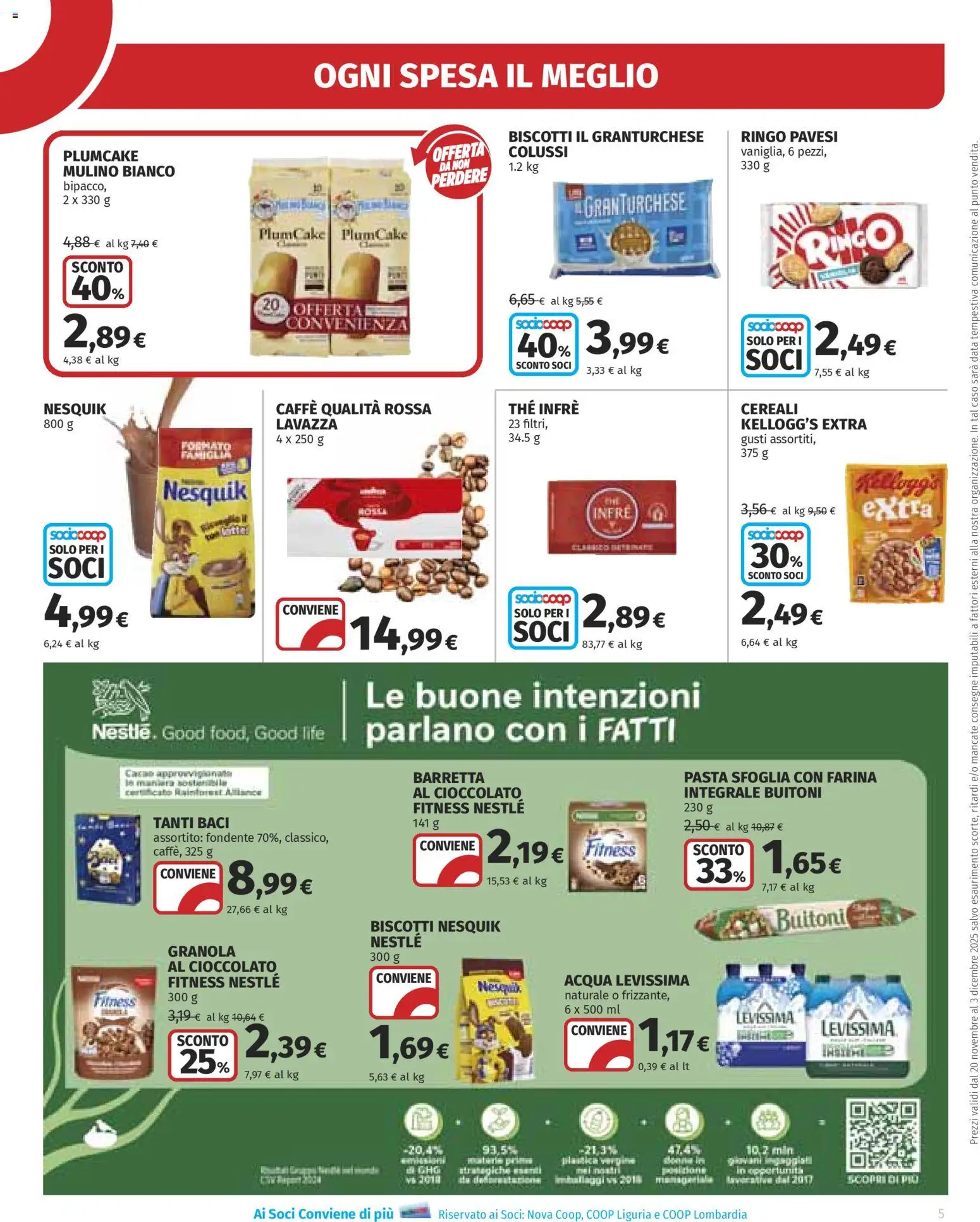 Volantino Ipercoop del 20.11.2025 | Pagina: 5 | Prodotti: Cereali, Acqua, Pasta, The