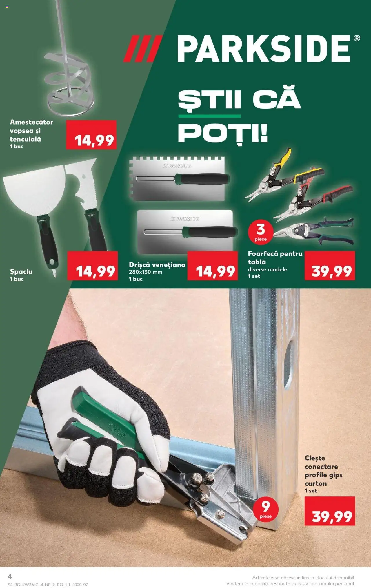 Noul catalog Kaufland – valabil de la 03.09.2025 | Pagină: 4 | Produse: Clește, Vopsea, Tablă