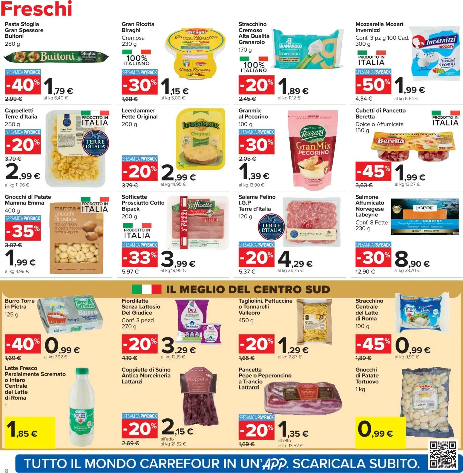 Volantino Carrefour del 13.03.2026 | Pagina: 8 | Prodotti: Mozzarella, Latte, Pasta, Peperoncino