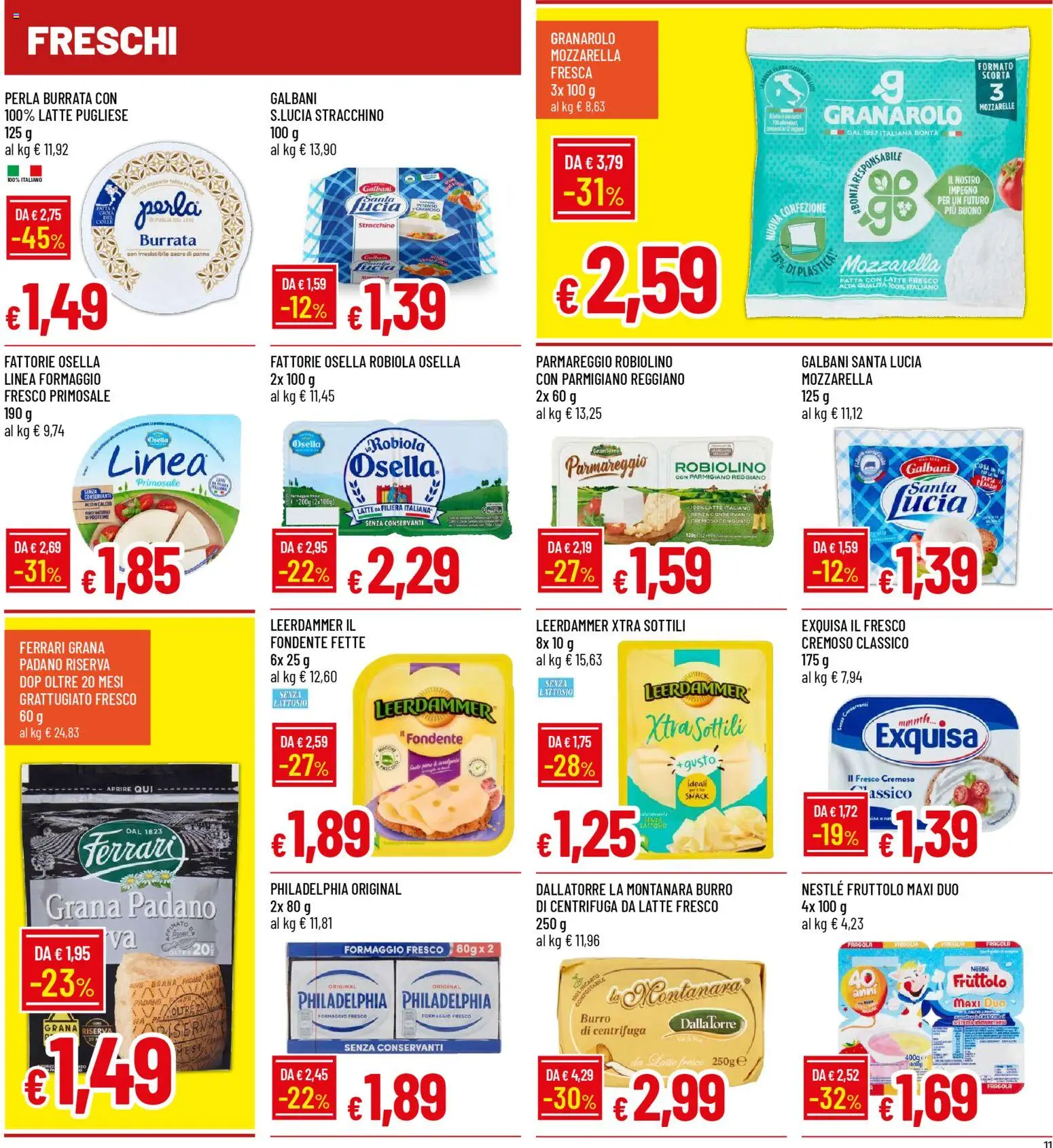 Volantino Famila del 30.10.2025 | Pagina: 11 | Prodotti: Formaggio, Burro, Parmigiano, Burrata