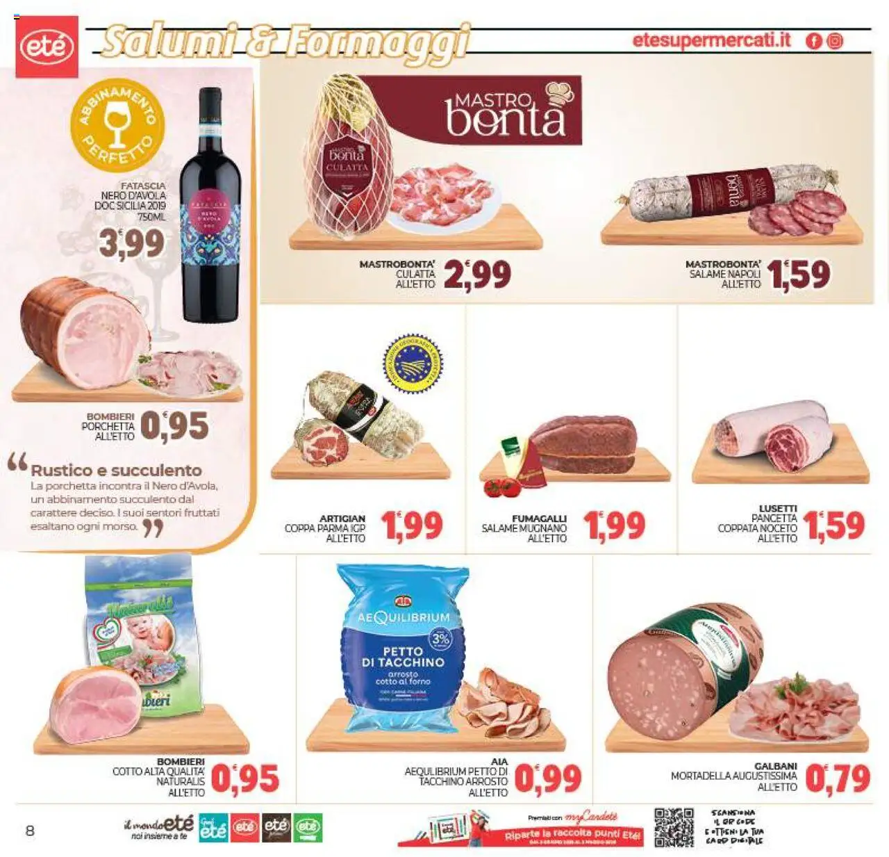 Volantino Eté del 19.08.2025 | Pagina: 8 | Prodotti: Porchetta, Salame, Pancetta, Forno