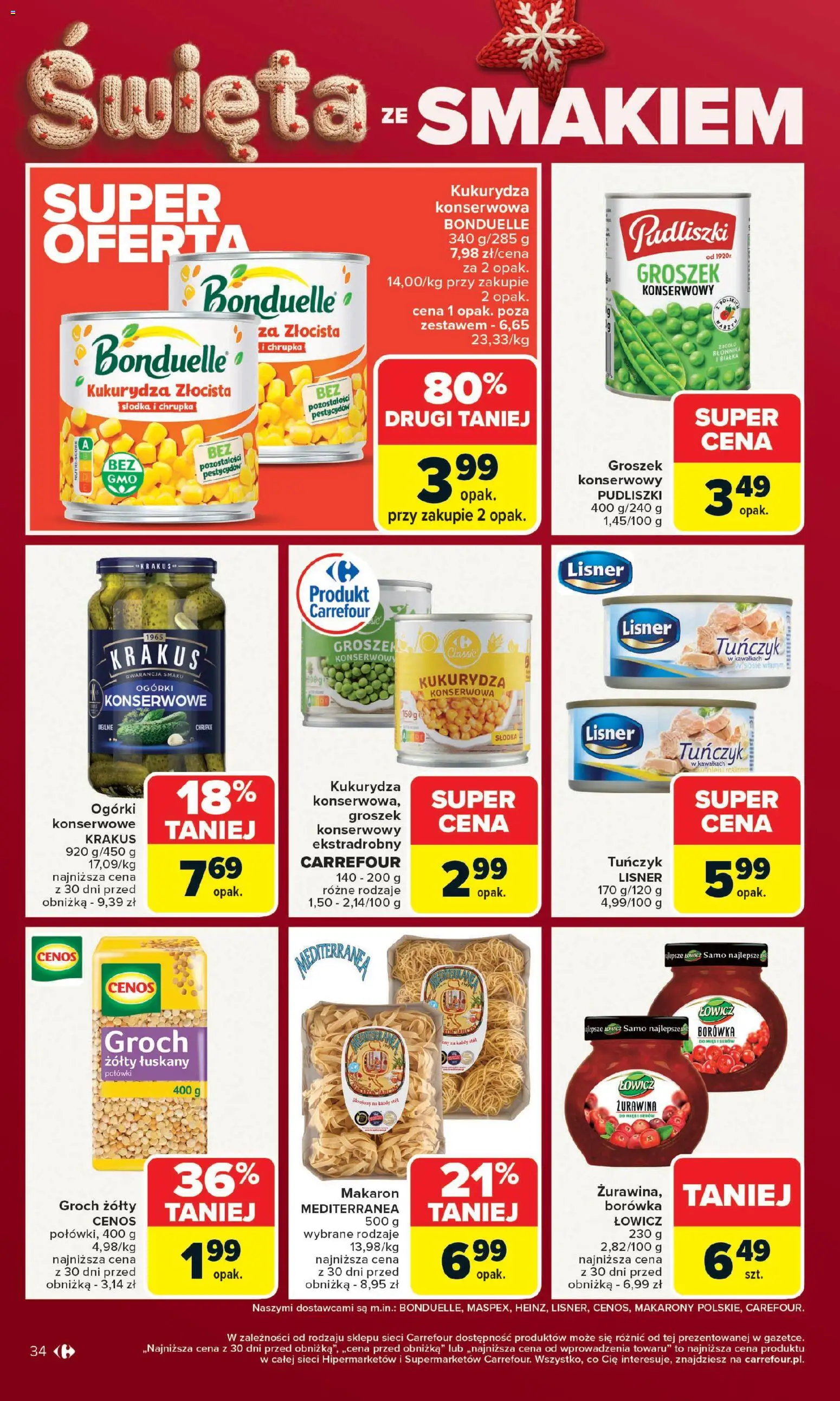 Carrefour Gazetka od 15.12.2025 | Strona: 38 | Produkty: Kukurydza, Groszek konserwowy, Tuńczyk, Ogórki
