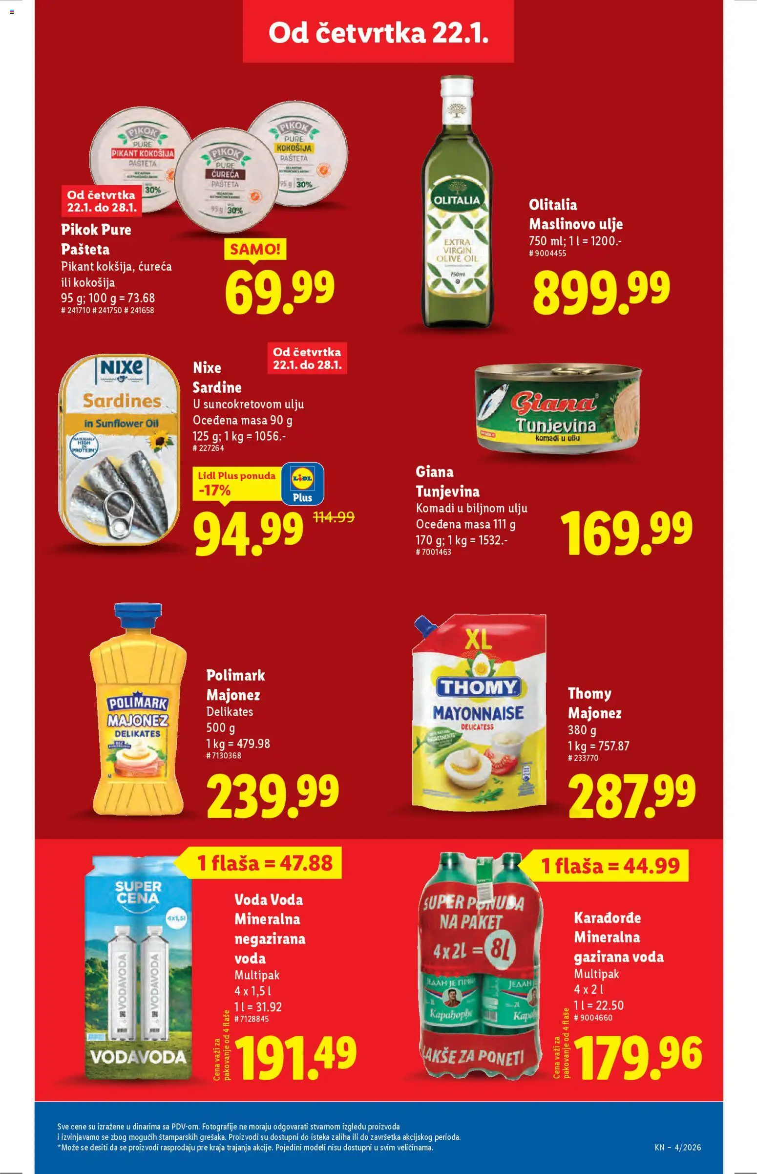 Lidl katalog - važi od 22.01.2026 | Strana: 23 | Proizvode: Majonez, Voda, Pakovanje, Maslinovo ulje