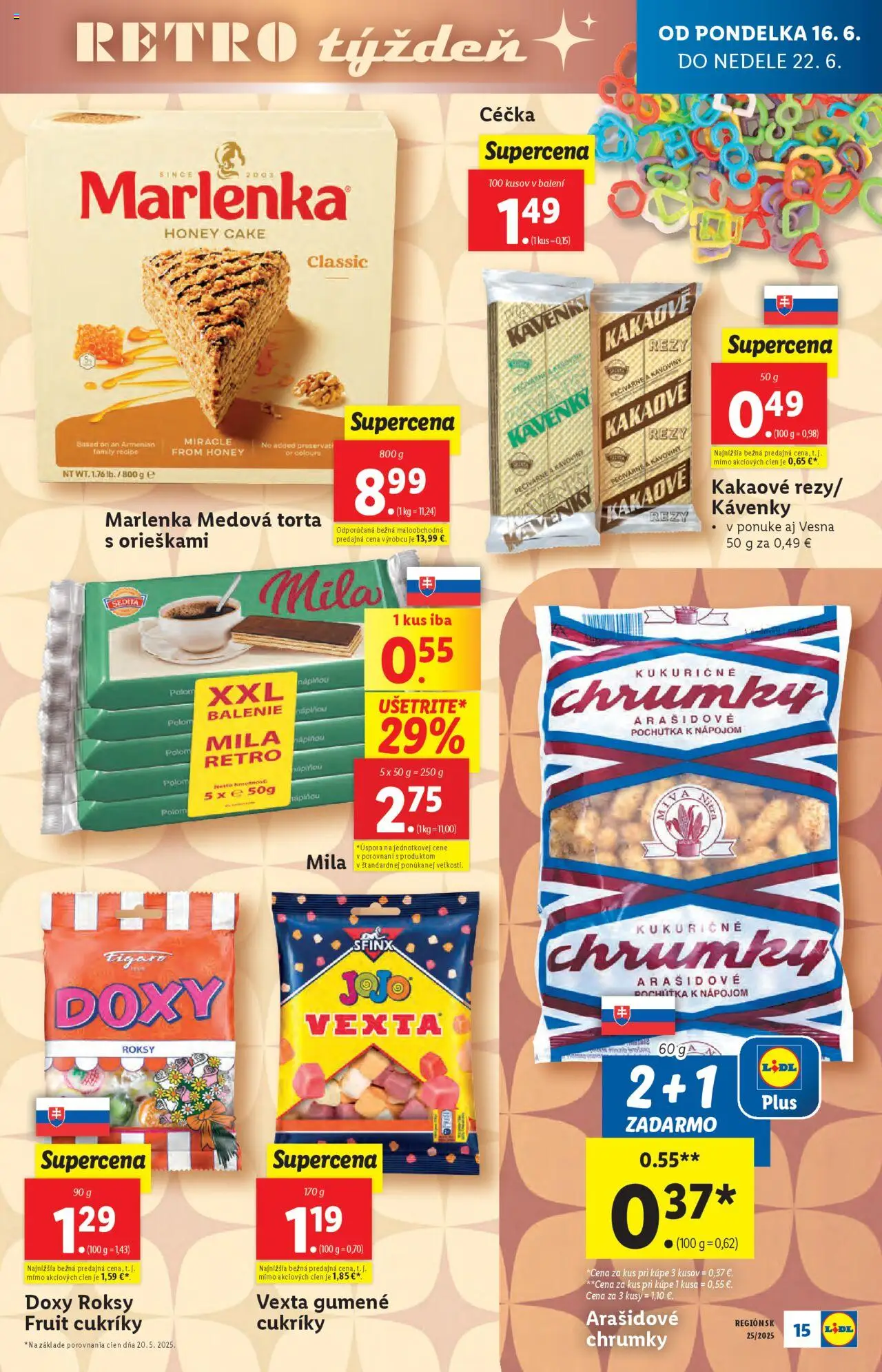 Lidl leták │ platný od 16.06.2025 | Strana: 19 | Produkty: Torta, Cukríky, Marlenka, Mila