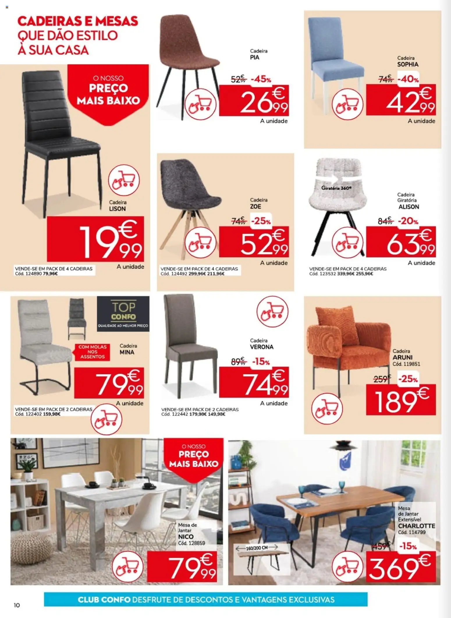 Conforama folheto │ válido de 26.02.2026 | Página: 10 | Produtos: Cadeiras, Mesa, Cadeira, Mesa de jantar