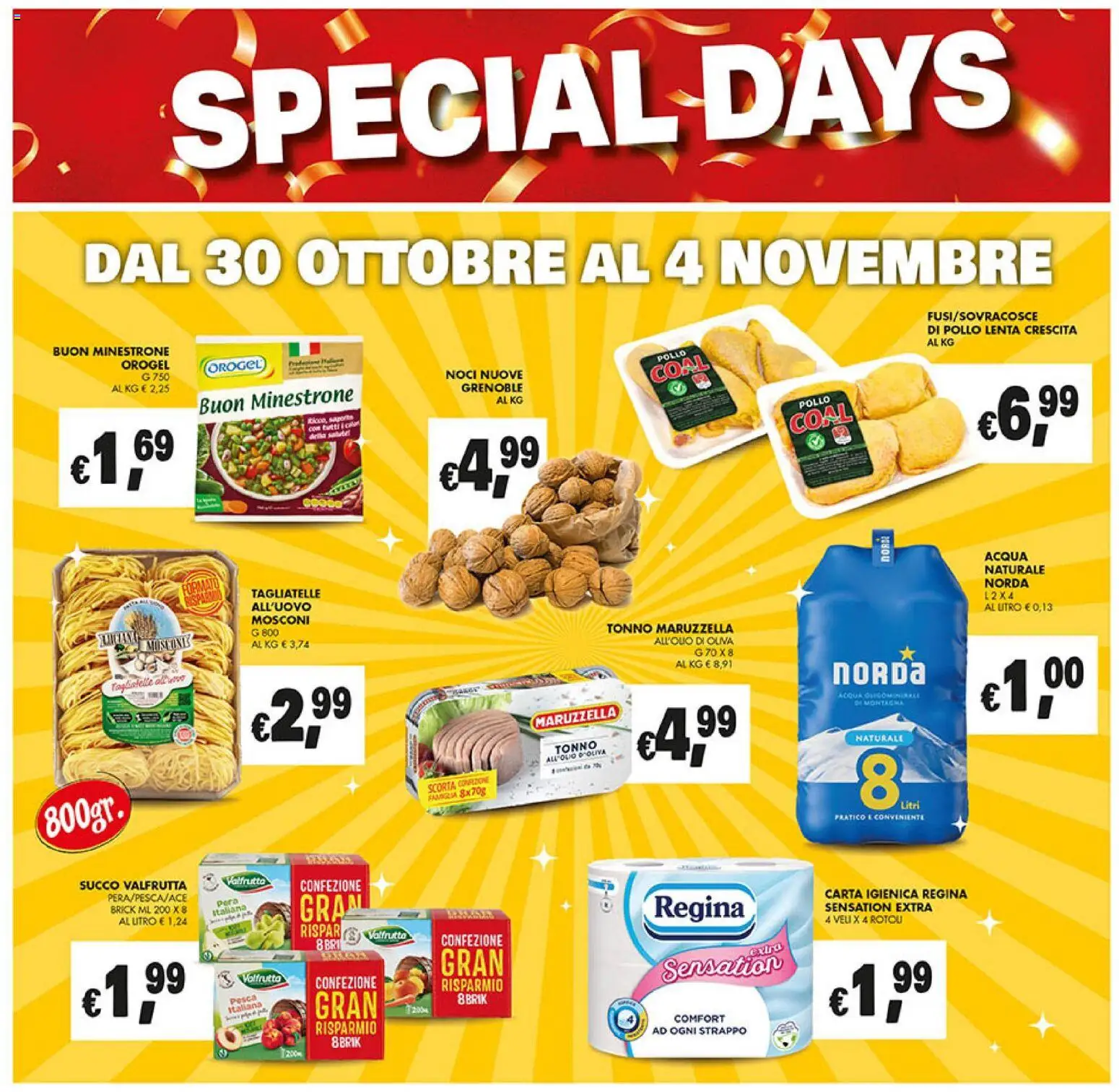 Volantino Coal del 23.10.2025 | Pagina: 27 | Prodotti: Tagliatelle, Acqua, Noci, Tonno