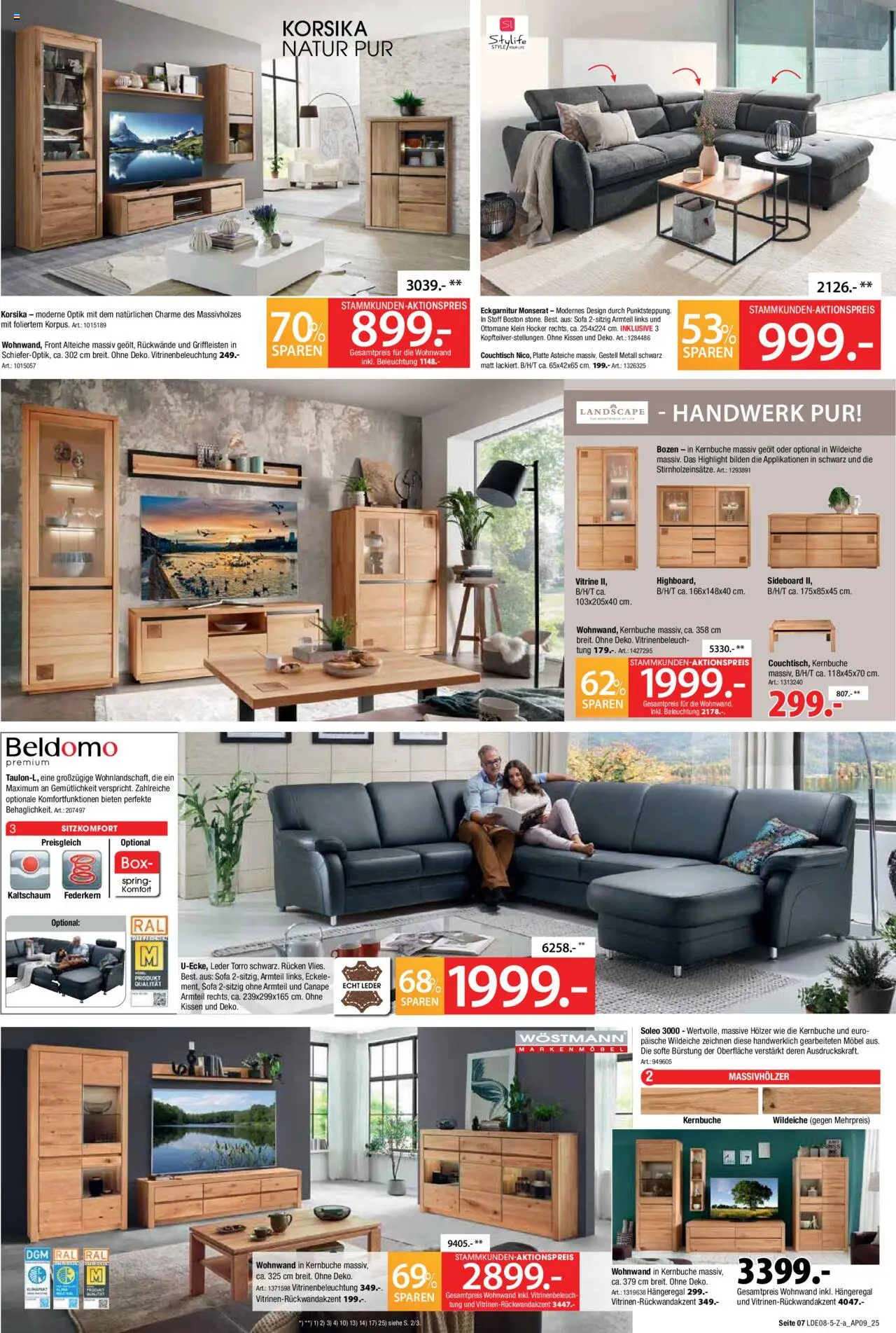 Zurbrüggen Bonus Sonder-Tage - gültig ab dem 28.08.2025 | Seite: 7 | Produkte: Sideboard, Wohnwand, Kissen, Vitrine