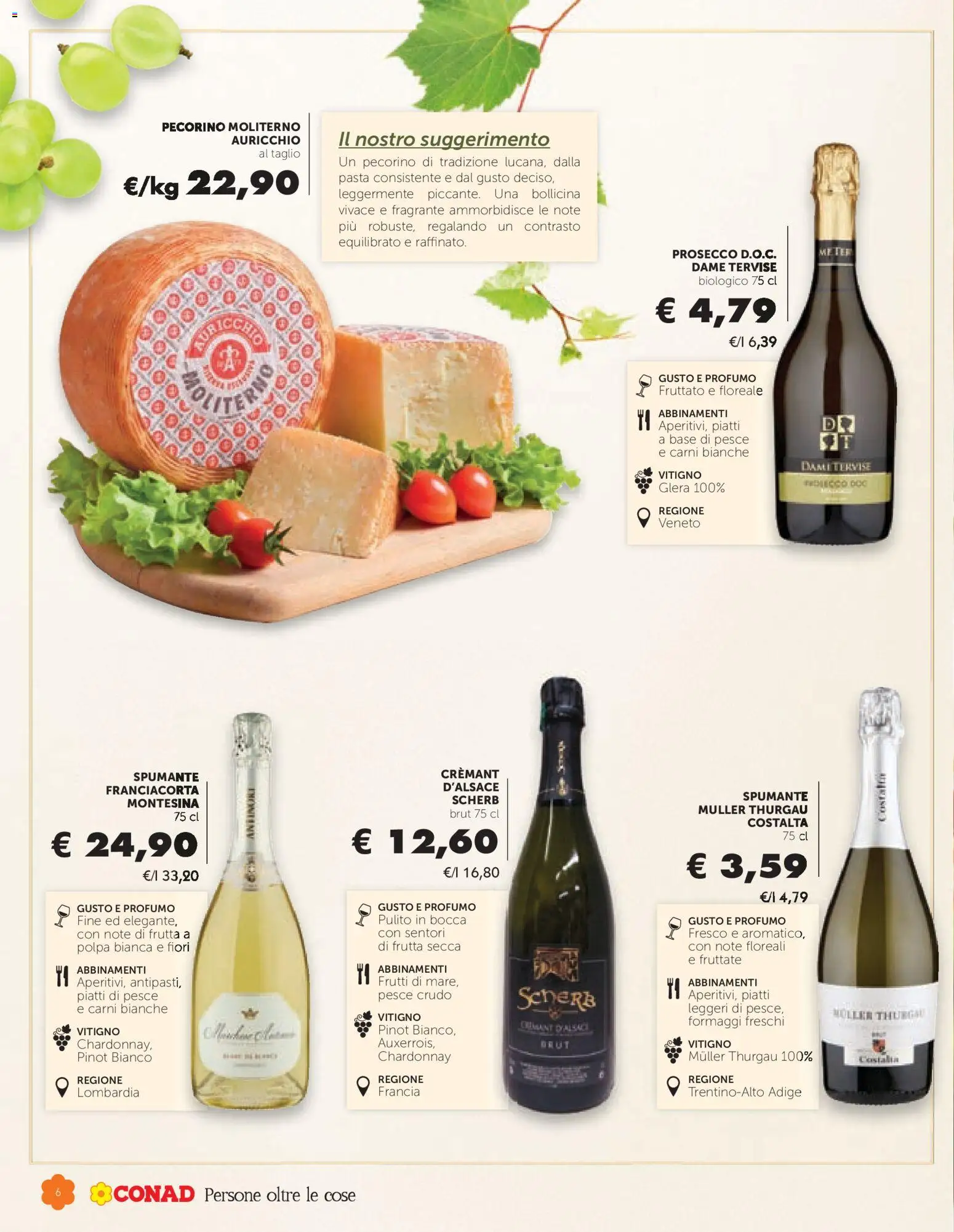 Volantino Conad del 15.10.2025 | Pagina: 6 | Prodotti: Frutta, Spumante, Pecorino, Profumo