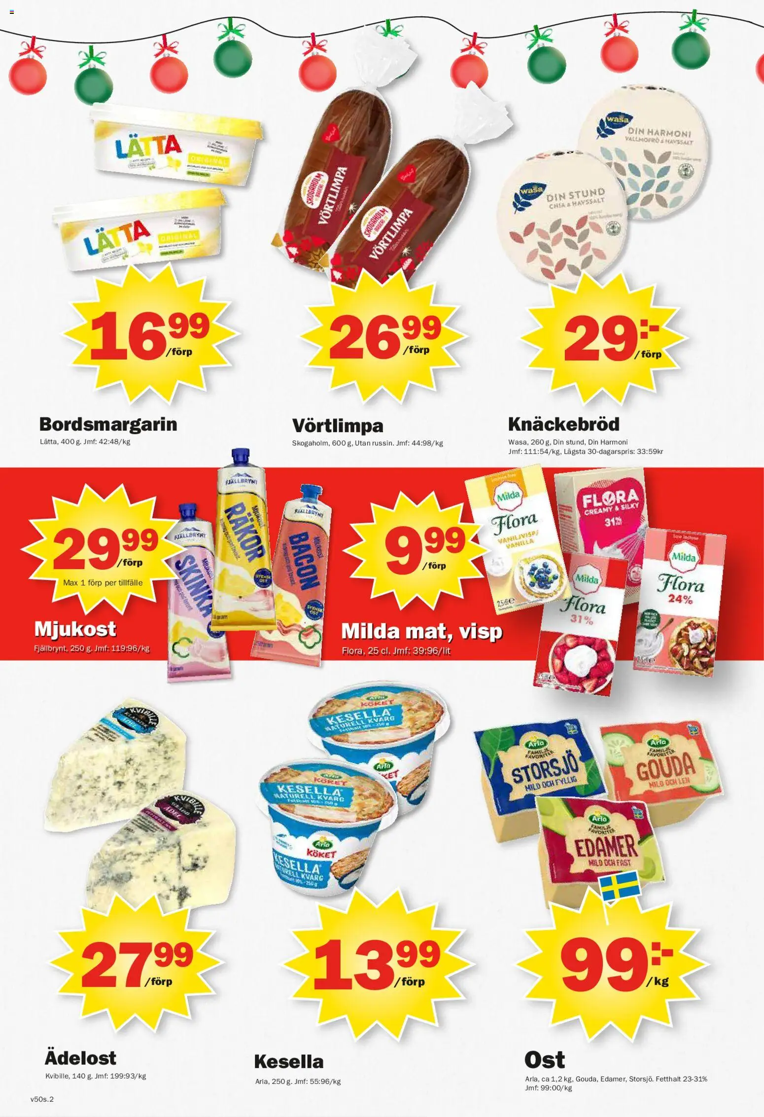 Pekås reklamblad aktuell från 08.12.2025 | Sida: 2 | Produkter: Visp, Bacon, Räkor, Skinka