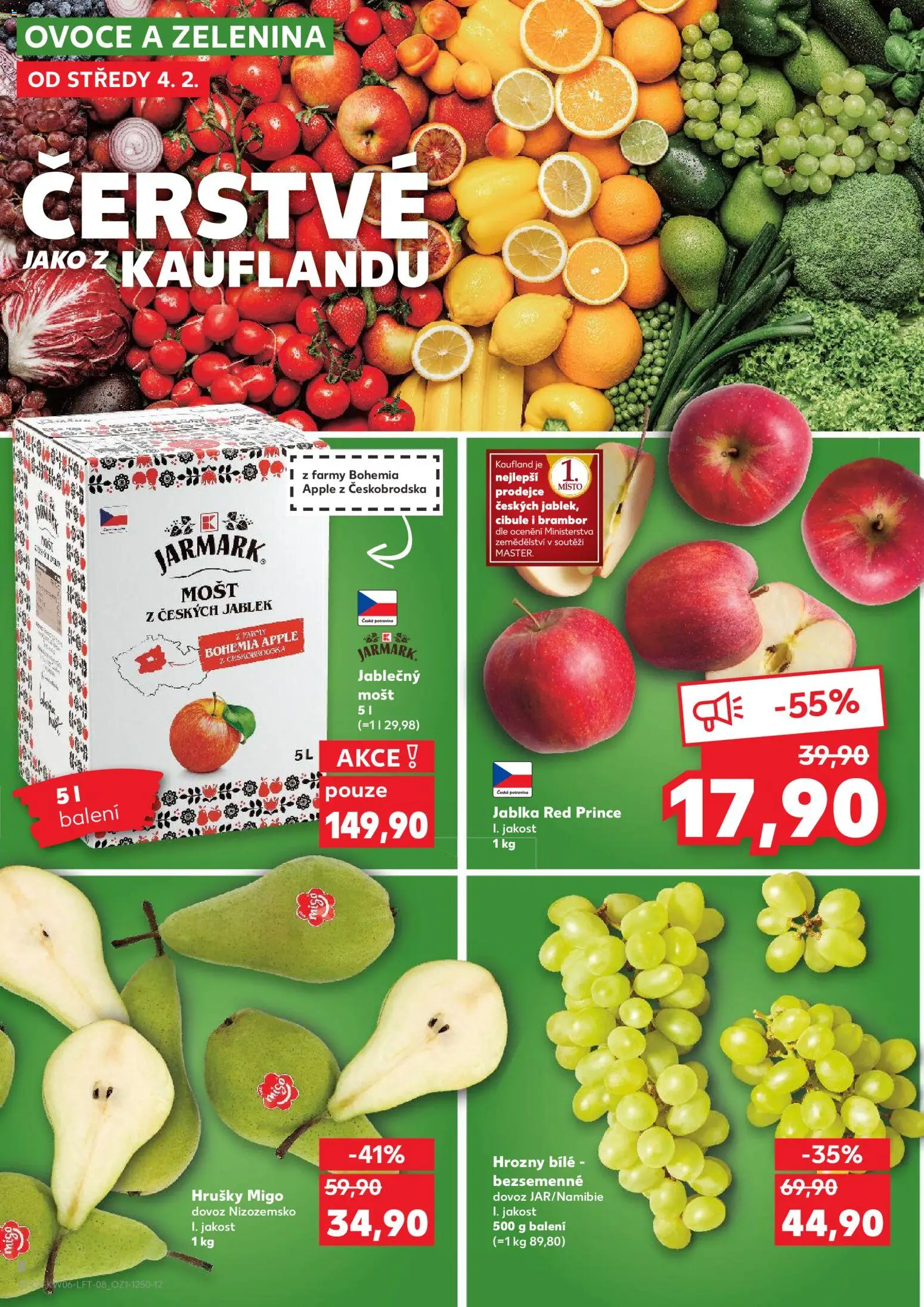Kaufland leták od 04.02.2026 | Strana: 8 | Produkty: Ovoce, Hrušky, Apple, Hrozny