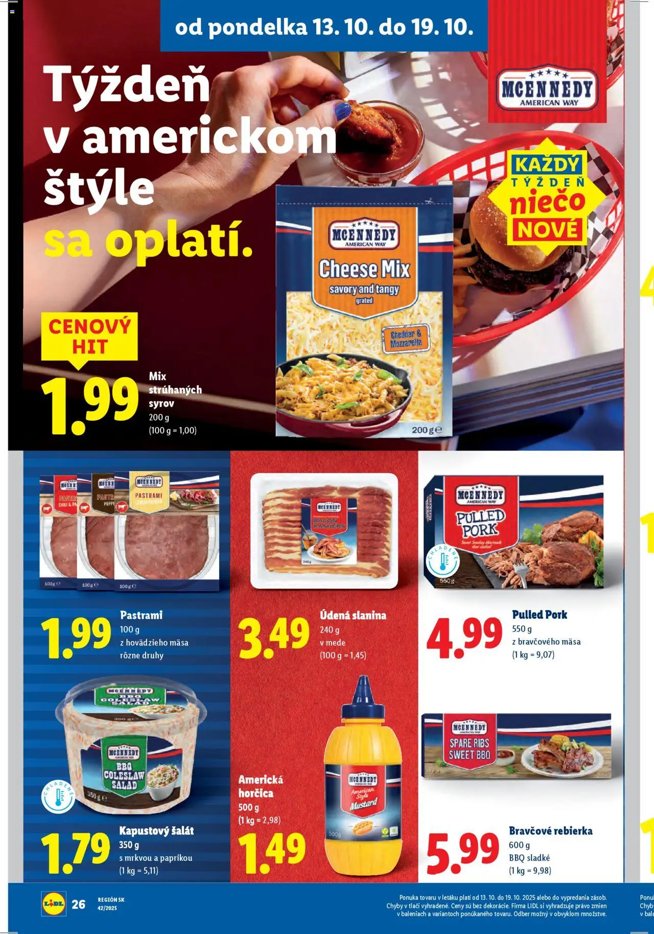 Nové Lidl akcie – leták je platný od 13.10.2025 | Strana: 38 | Produkty: Slanina, Mozzarella, Šalát