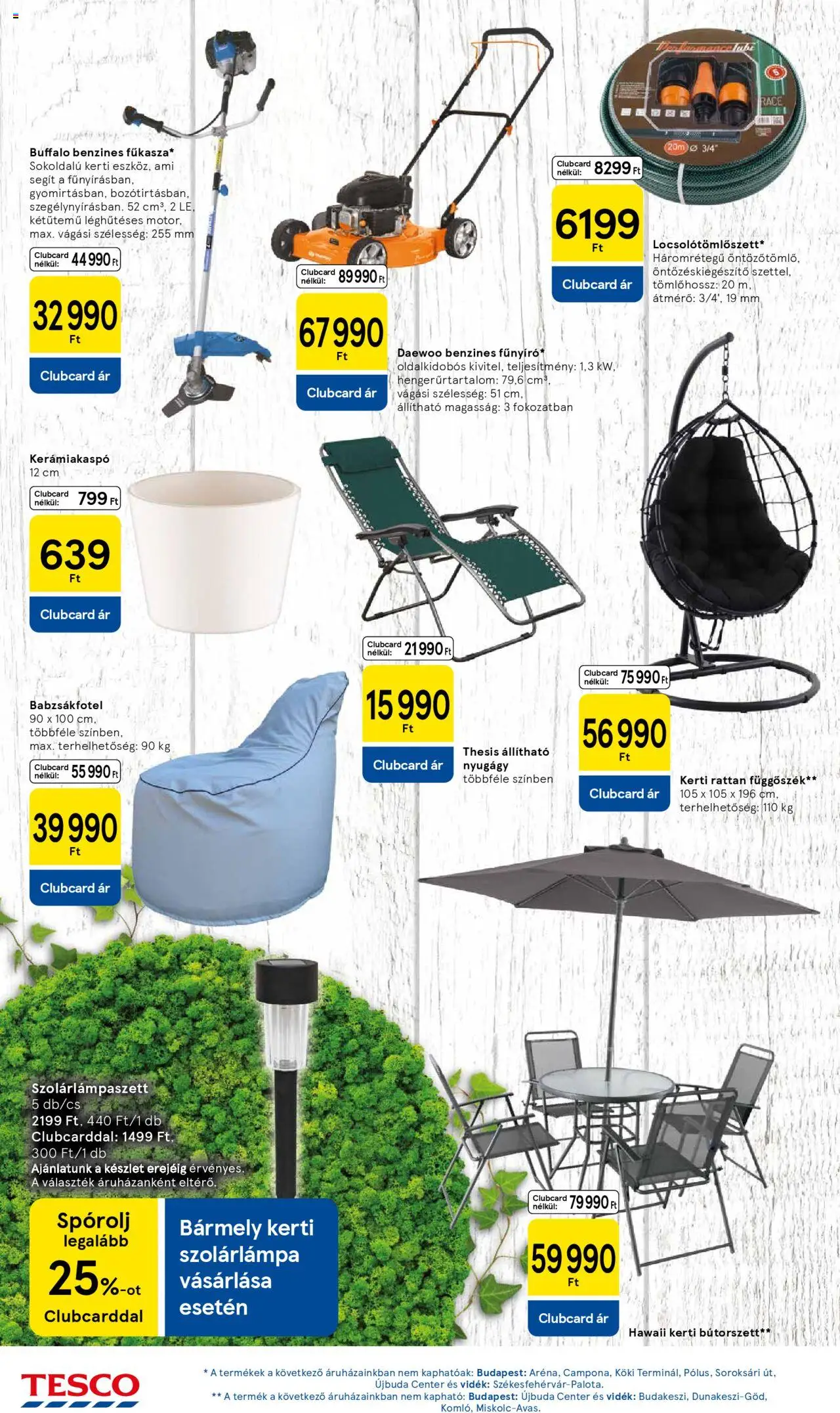 Tesco akciós ujság - amely érvényes a következő dátumtól: 26.06.2025 | Oldal: 12 | Termékek: Babzsákfotel, Nyugágy, Szolárlámpa
