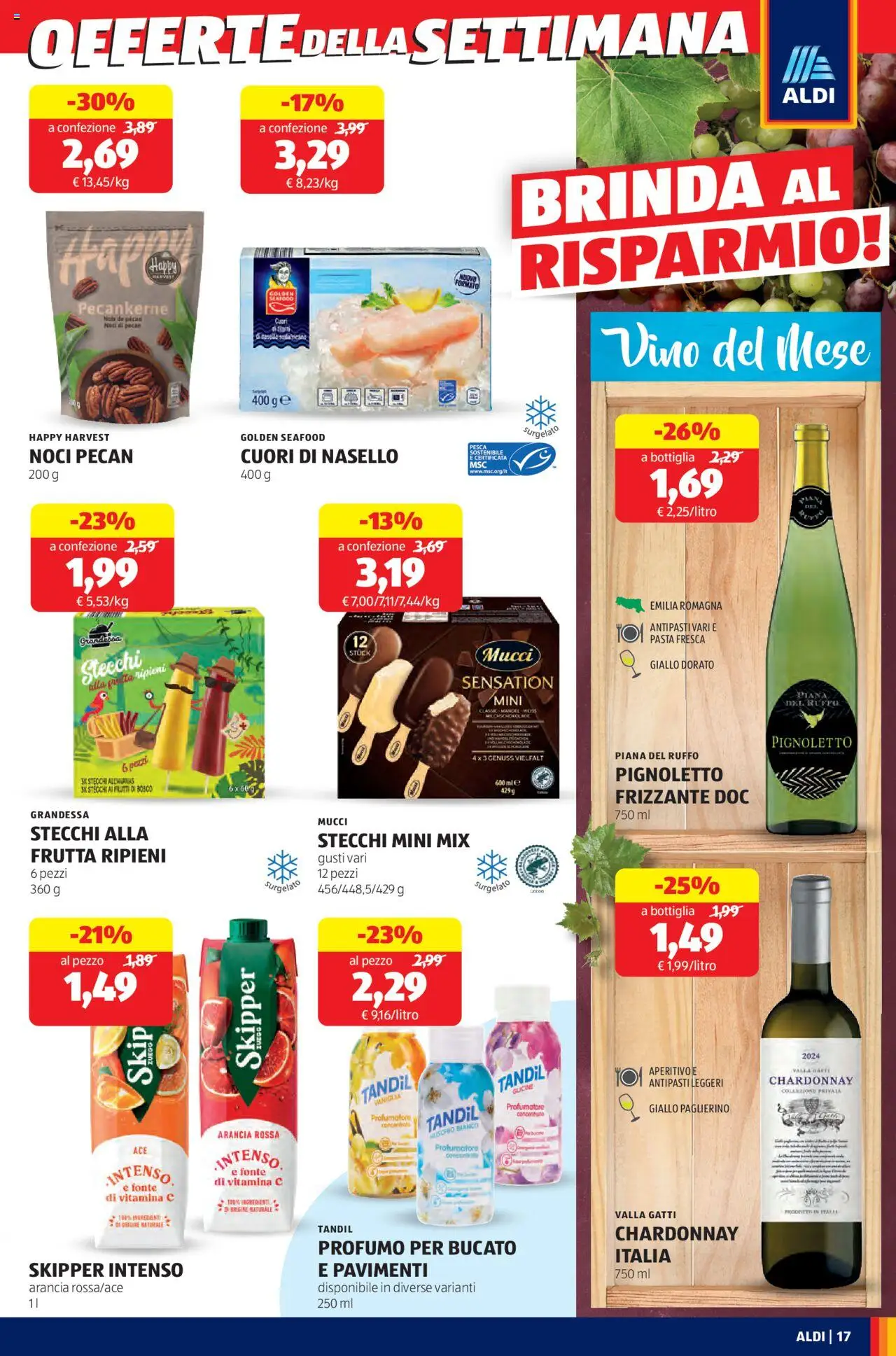 Volantino Aldi del 01.09.2025 | Pagina: 17 | Prodotti: Pesca, Noci, Bottiglia, Profumo
