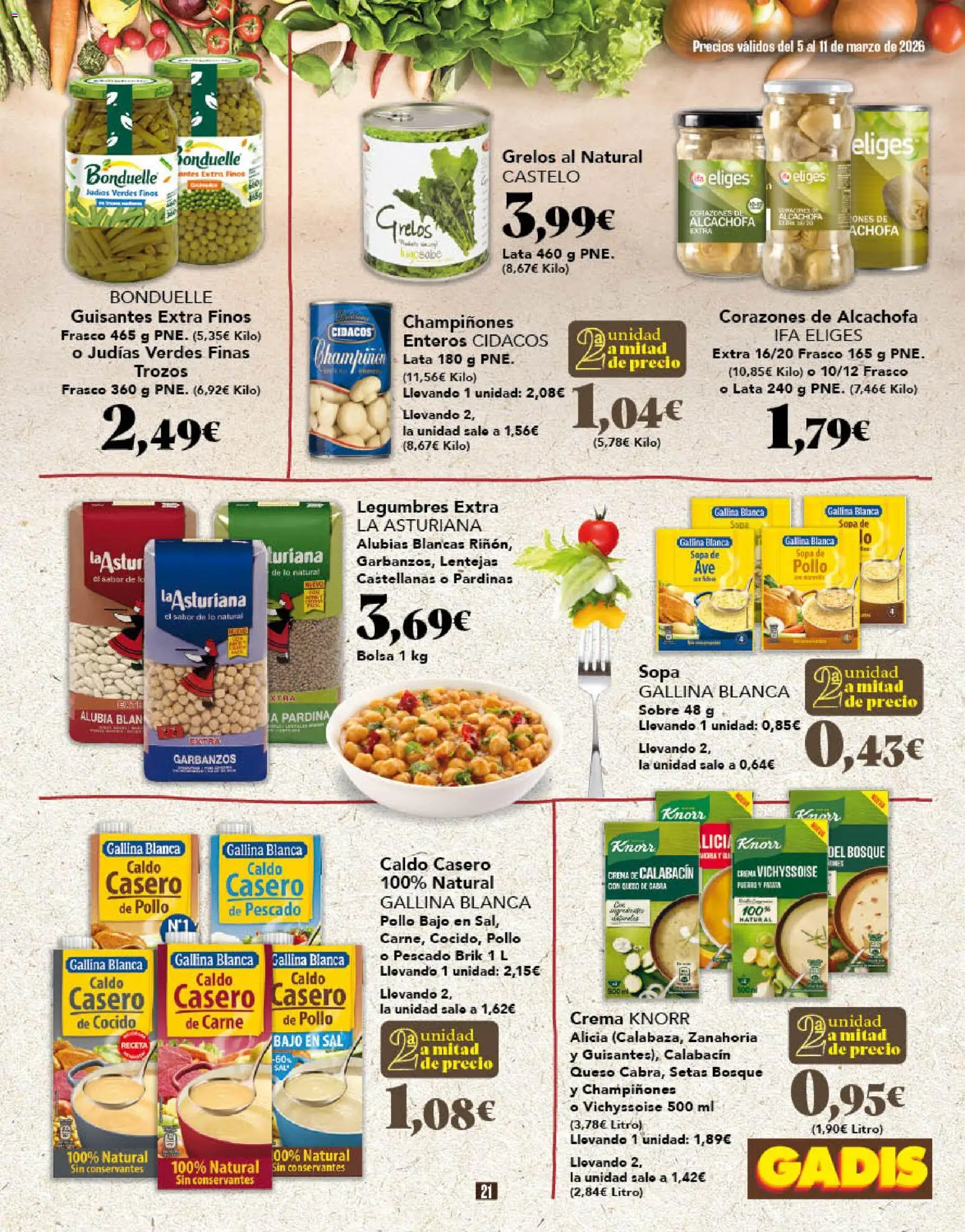 Gadis folleto │ válido desde el 05.03.2026 | Página: 21 | Productos: Calabacín, Pescado, Crema, Bolsa