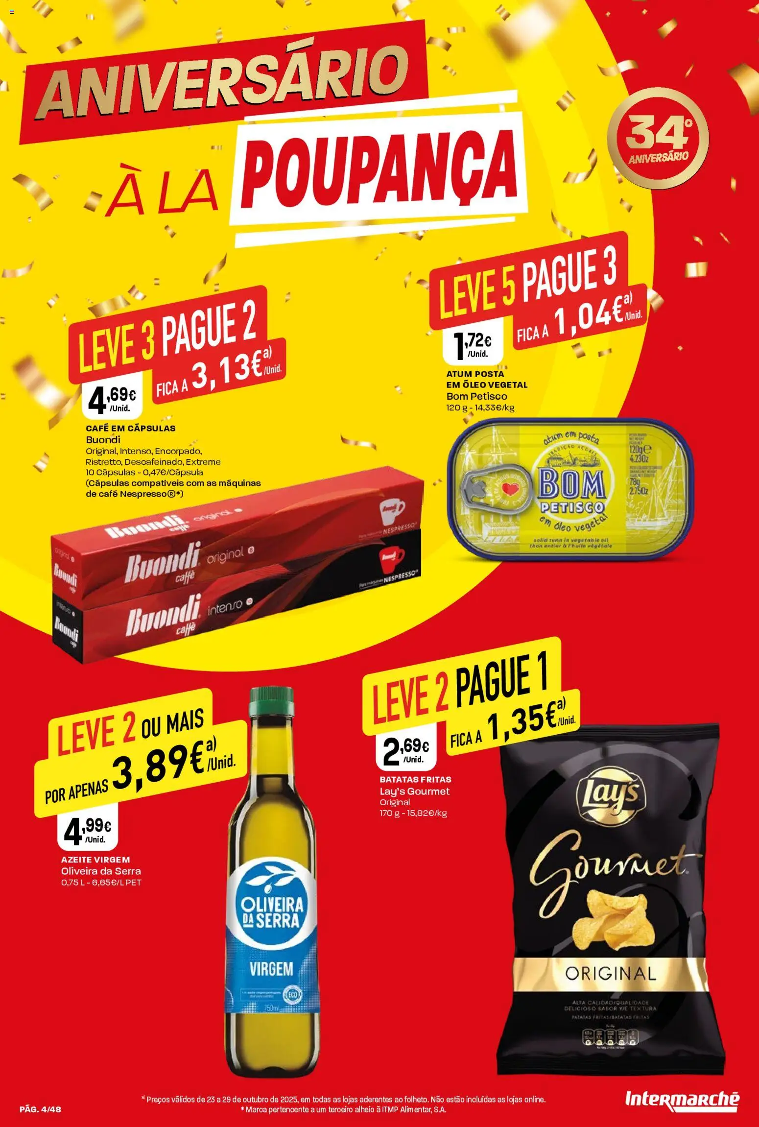 Intermarché folheto │ válido de 23.10.2025 | Página: 4 | Produtos: Atum, Azeite, Óleo, Café