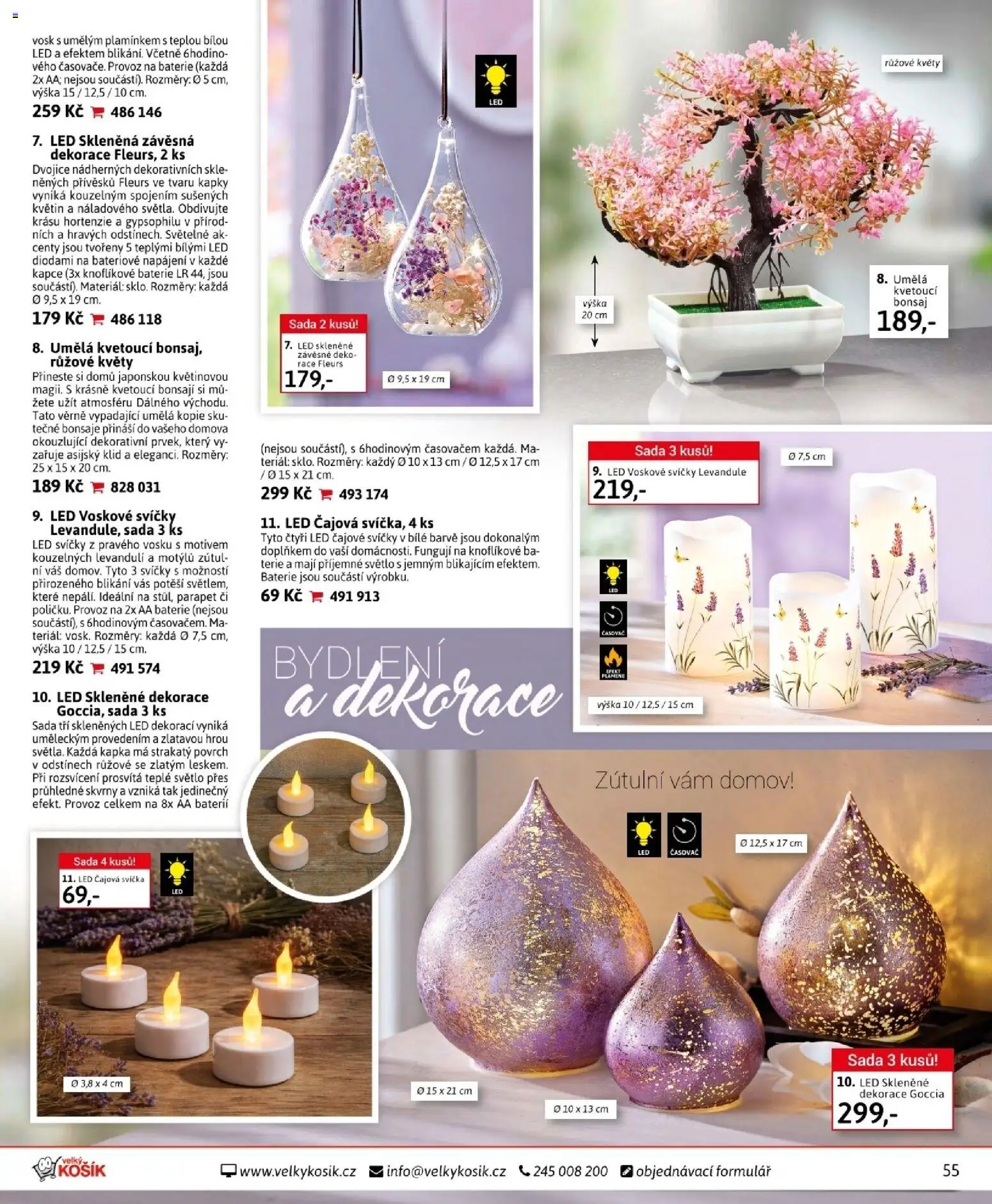 Velký Košík katalog duben 2026 od 01.04.2026 | Strana: 55 | Produkty: Čajové svíčky, Svíčky, Led čajové svíčky, Dekorace