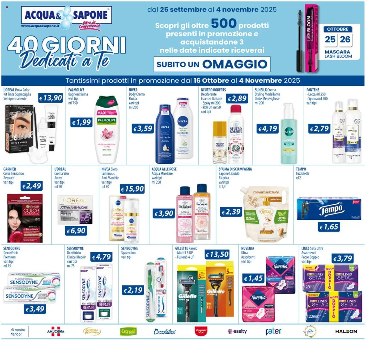 Volantino Acqua e Sapone del 20.10.2025 | Pagina: 18 | Prodotti: Rasoio, Sapone, Crema viso, Latte