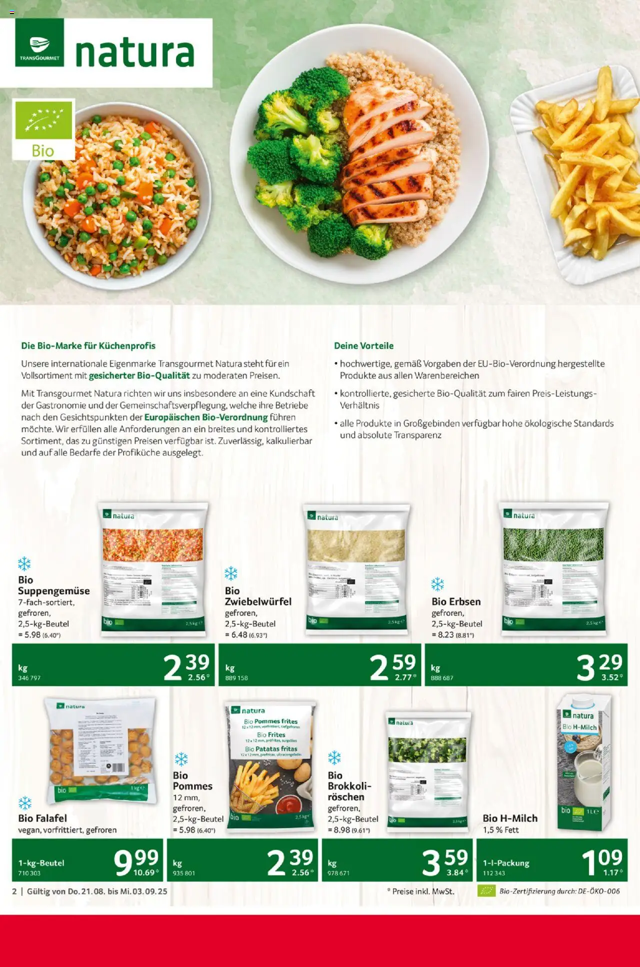 Selgros Gastronomie - gültig ab dem 21.08.2025 | Seite: 2 | Produkte: Pommes, Pommes frites, Brokkoli, Erbsen