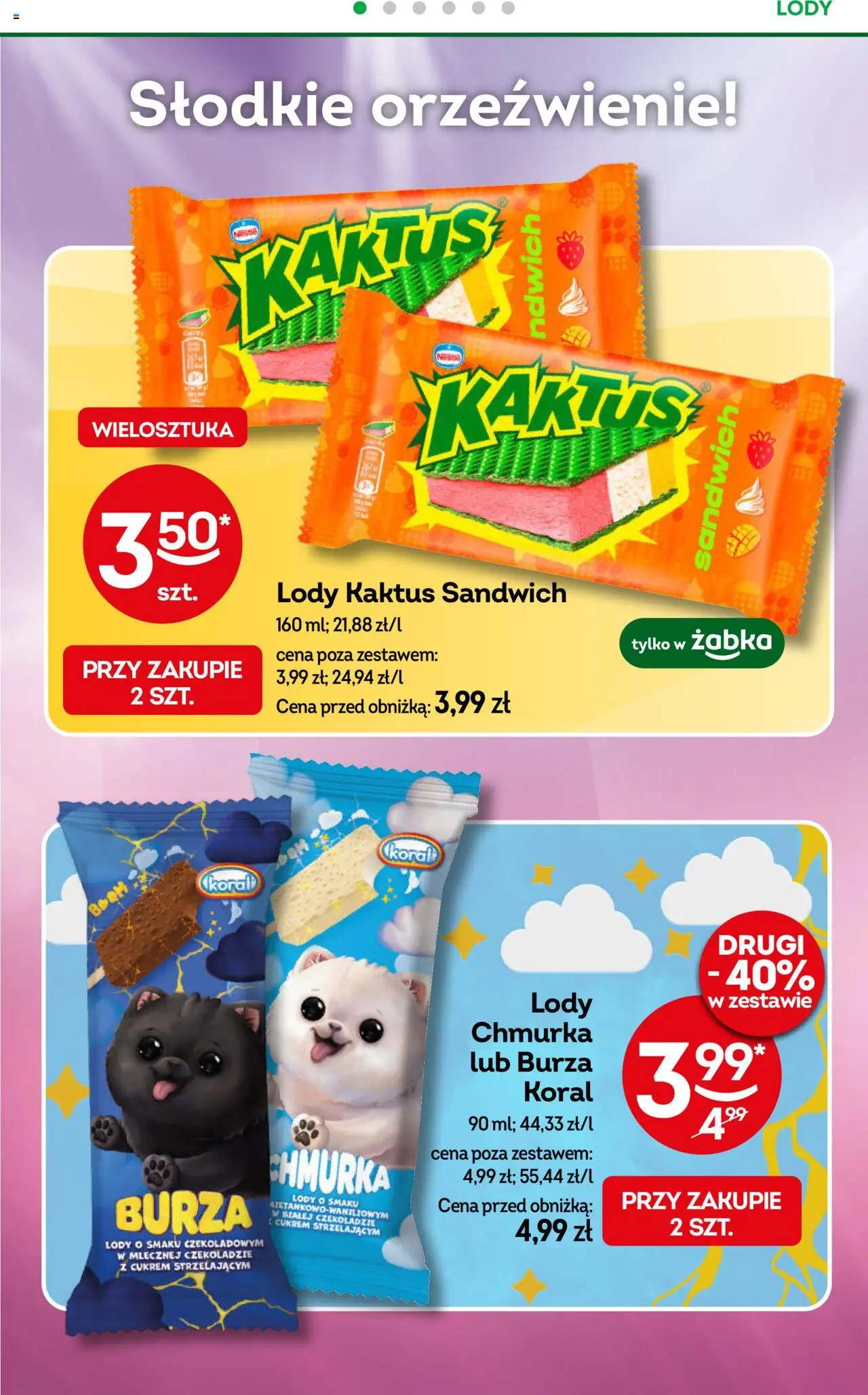 Żabka Gazetka od 04.06.2025 | Strona: 34 | Produkty: Sandwich, Lody Kaktus, Lody