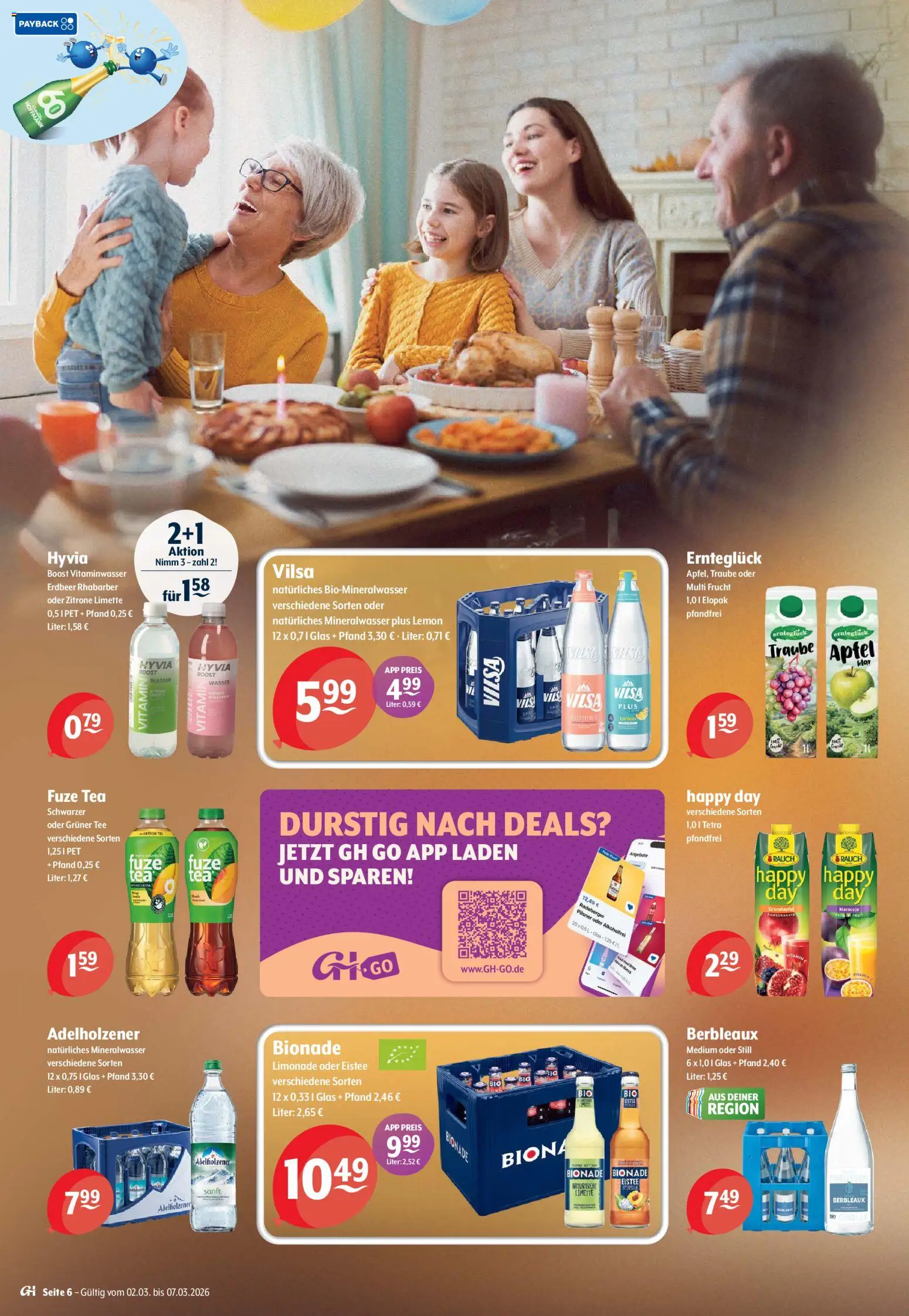 Getränke Hoffmann Prospekt 	 – gültig ab 02.03.2026 | Seite: 6 | Produkte: Fuze tea, Äpfel, Mineralwasser, Rhabarber