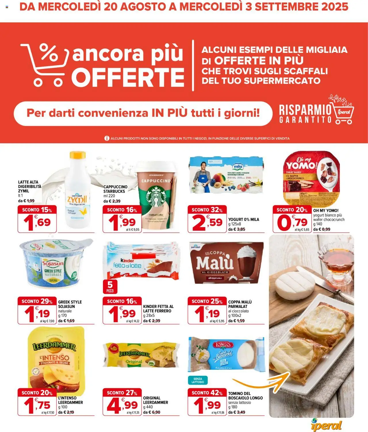 Volantino Iperal del 20.08.2025 | Pagina: 1 | Prodotti: Yogurt, Cioccolato, Latte, Tomino