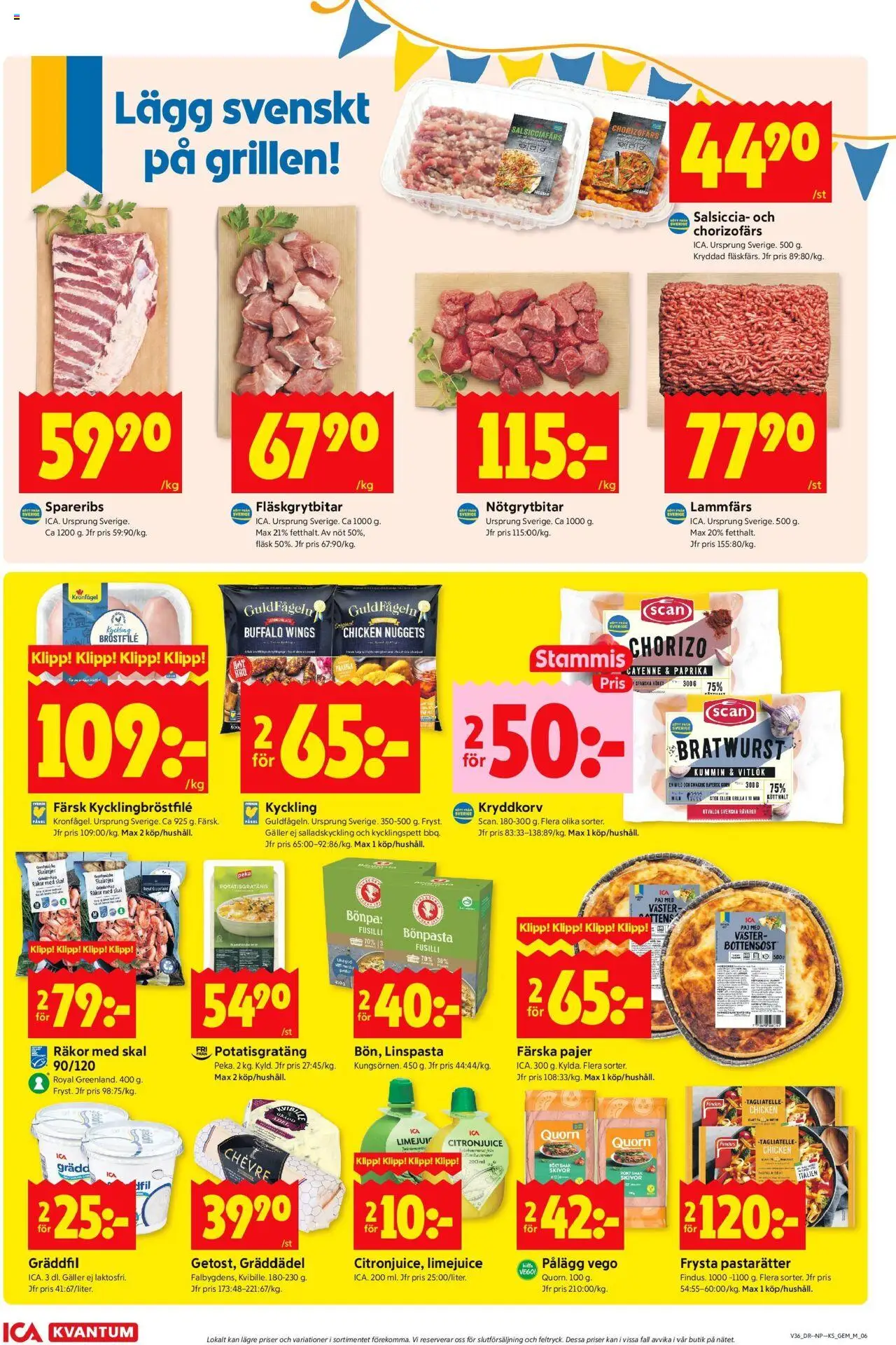 ICA Kvantum reklamblad aktuell från 01.09.2025 | Sida: 6 | Produkter: Paj, Räkor, Gräddfil, Chorizo