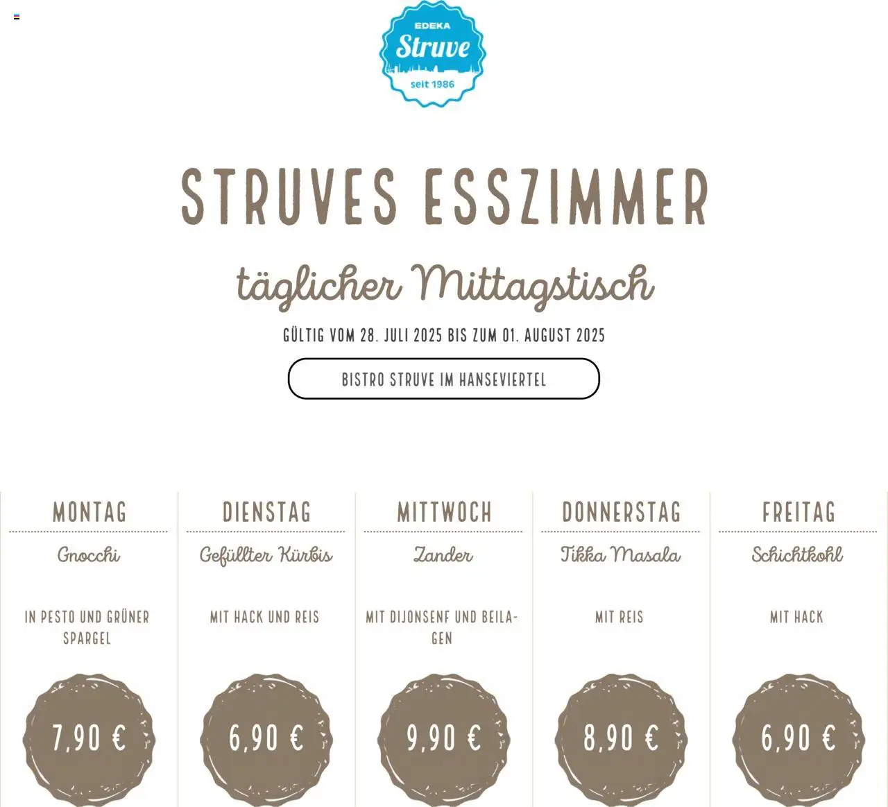 Edeka Struve Mittagstisch - gültig ab dem 28.07.2025 | Seite: 1 | Produkte: Spargel, Kürbis, Reis