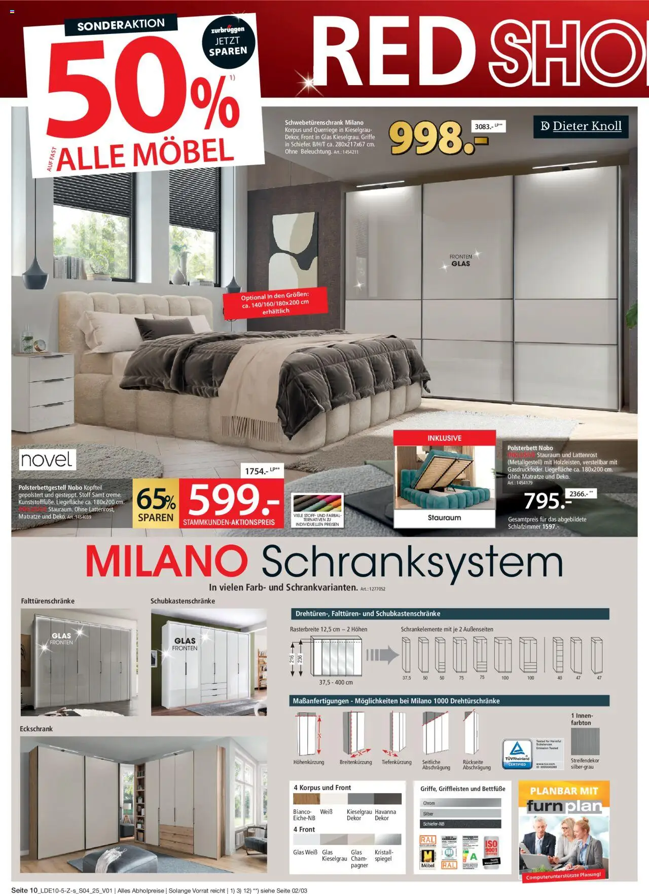 Zurbrüggen - Red Shopping Week – gültig ab 18.10.2025 | Seite: 10 | Produkte: Lattenrost, Schwebetürenschrank, Polsterbett, Spiegel