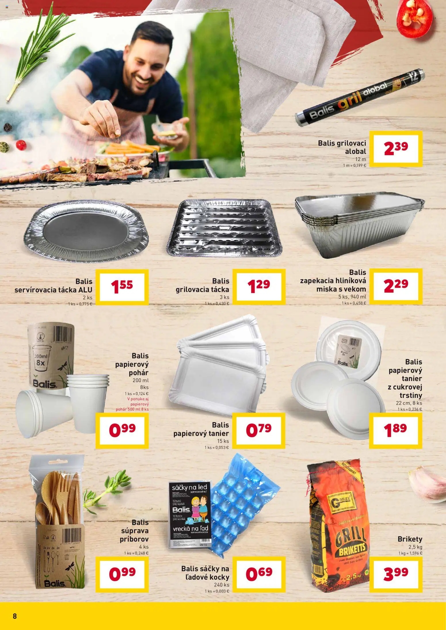 Nové Billa akcie – leták je platný od 07.04.2026 | Strana: 8 | Produkty: Gril, Led, Brikety