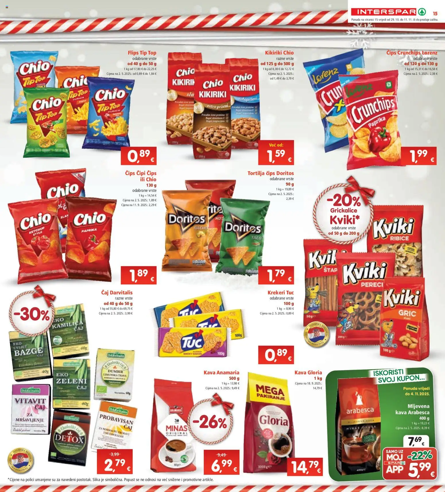 Interspar katalog | vrijedi od 29.10.2025 | Stranica: 15 | Proizvodi: Arabesca, Paprika, Kikiriki, Pereci