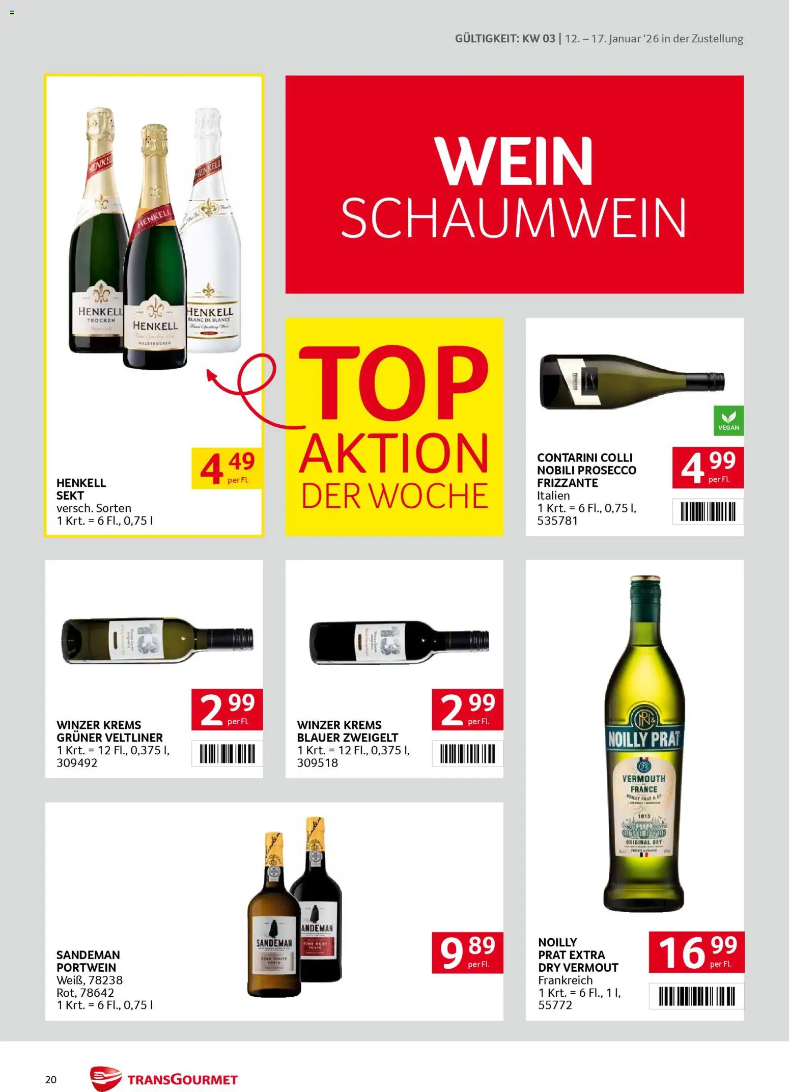 Transgourmet Zustellaktion gültig ab 12.01.2026 | Seite: 20 | Produkte: Wein