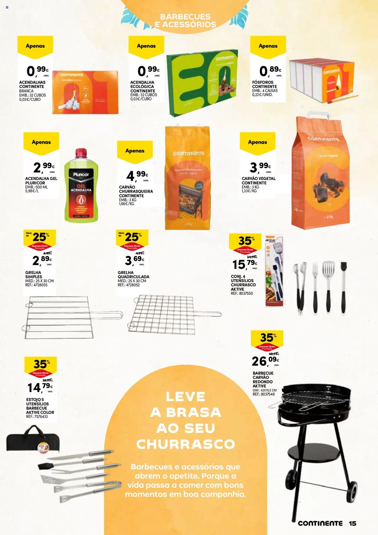 Continente - Verão │ válido de 17.06.2025 | Página: 15 | Produtos: Fósforos, Carvão vegetal