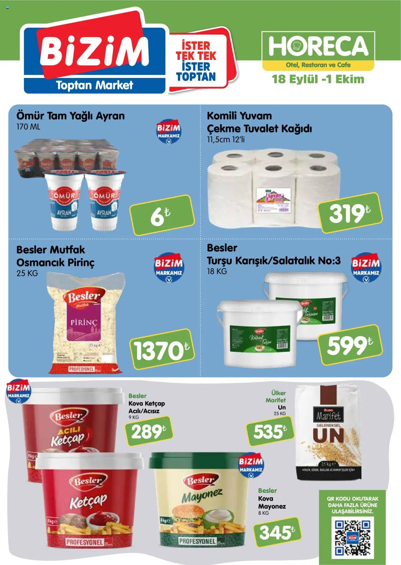 Bizim Toptan - Horeca kataloğu - 18.09.2025 tarihinden itibaren geçerlidir | Sayfa: 1 | Ürünler: Tuvalet, Pirinç, Ketçap, Tuvalet kağıdı