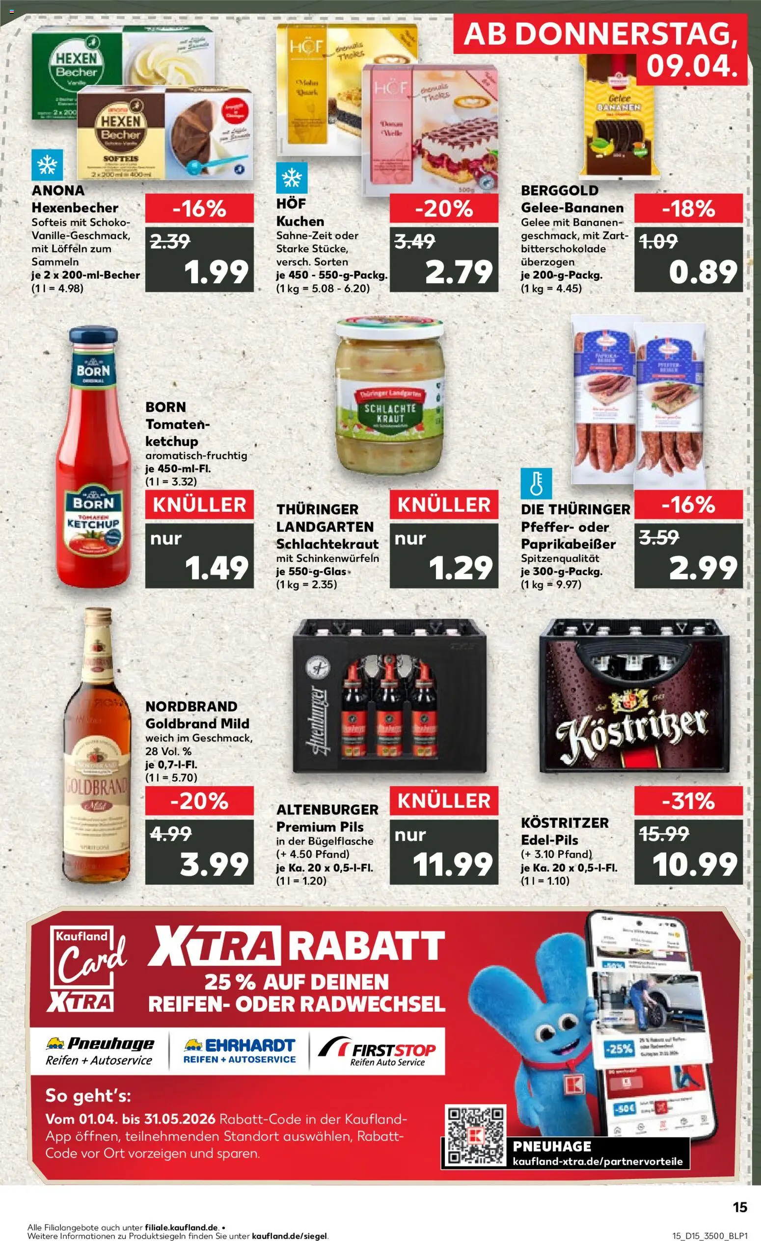 Kaufland Prospekt Jena	 – gültig ab 09.04.2026 | Seite: 15 | Produkte: Pils, Bananen, Tomaten, Kraut