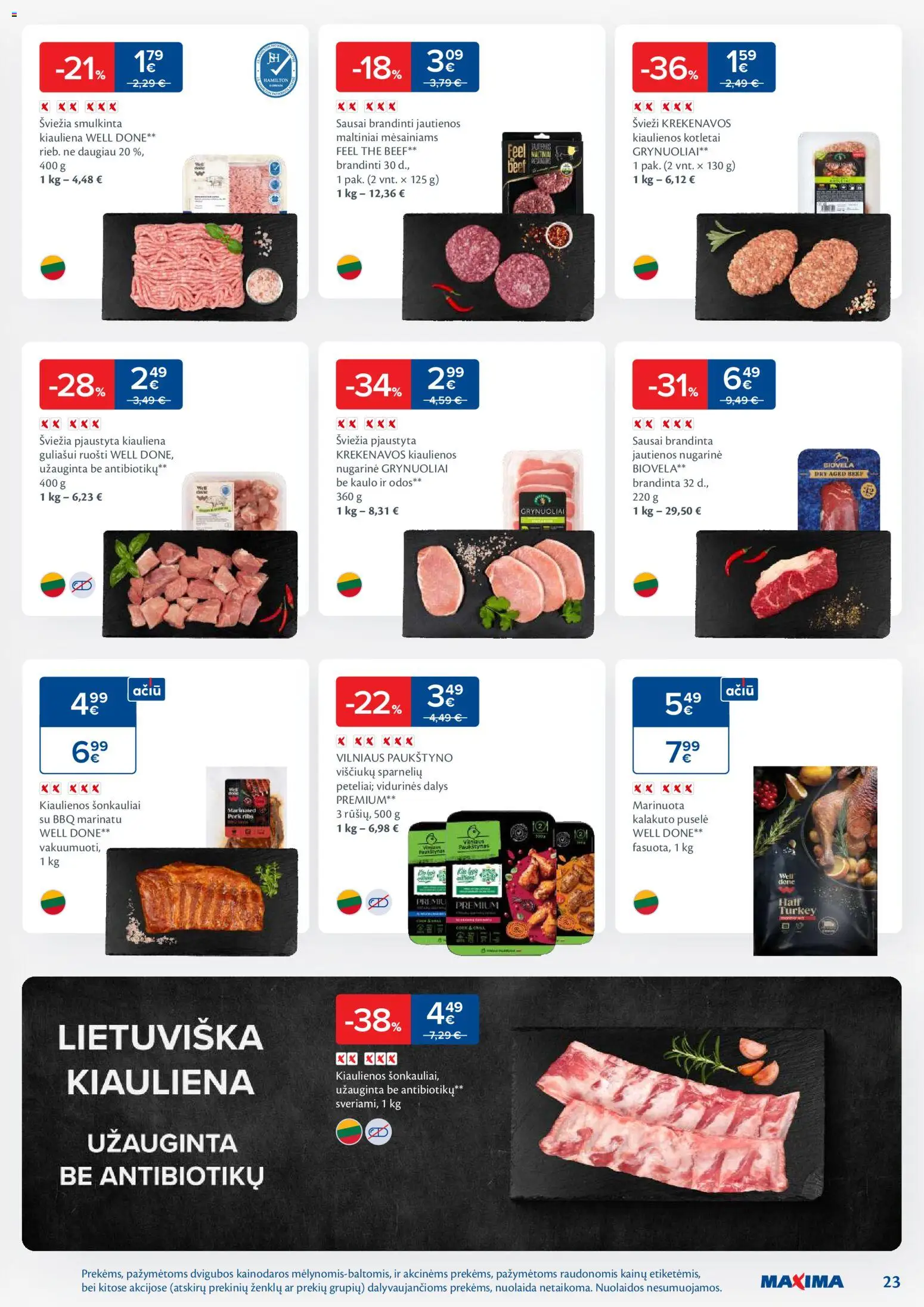 MAXIMA akcijos nuo 18.11.2025 | Puslapis: 23 | Prekių: Kiaulienos, Jautienos, Viščiukų, Kiauliena