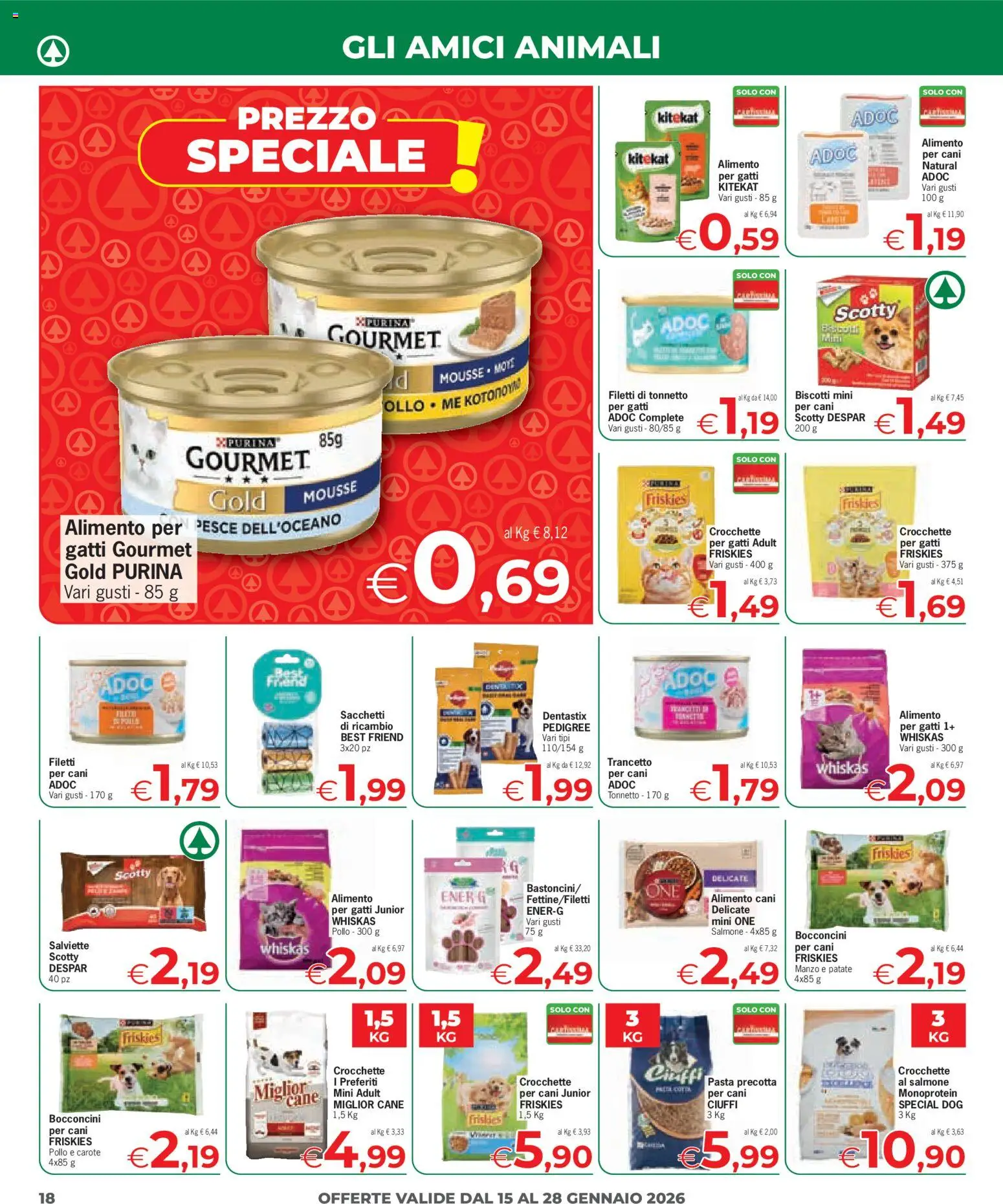 Volantino Eurospar del 15.01.2026 | Pagina: 18 | Prodotti: Salmone, Biscotti, Carote, Pasta