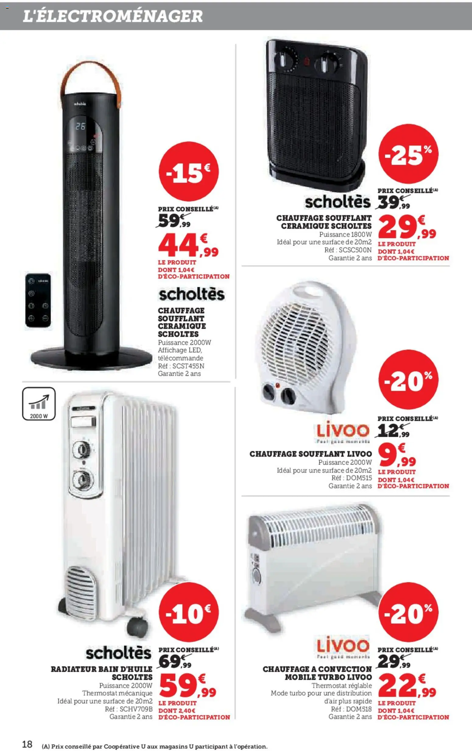 {H1} | Page: 18 | Produits: Chauffage soufflant, Radiateur, Télécommande