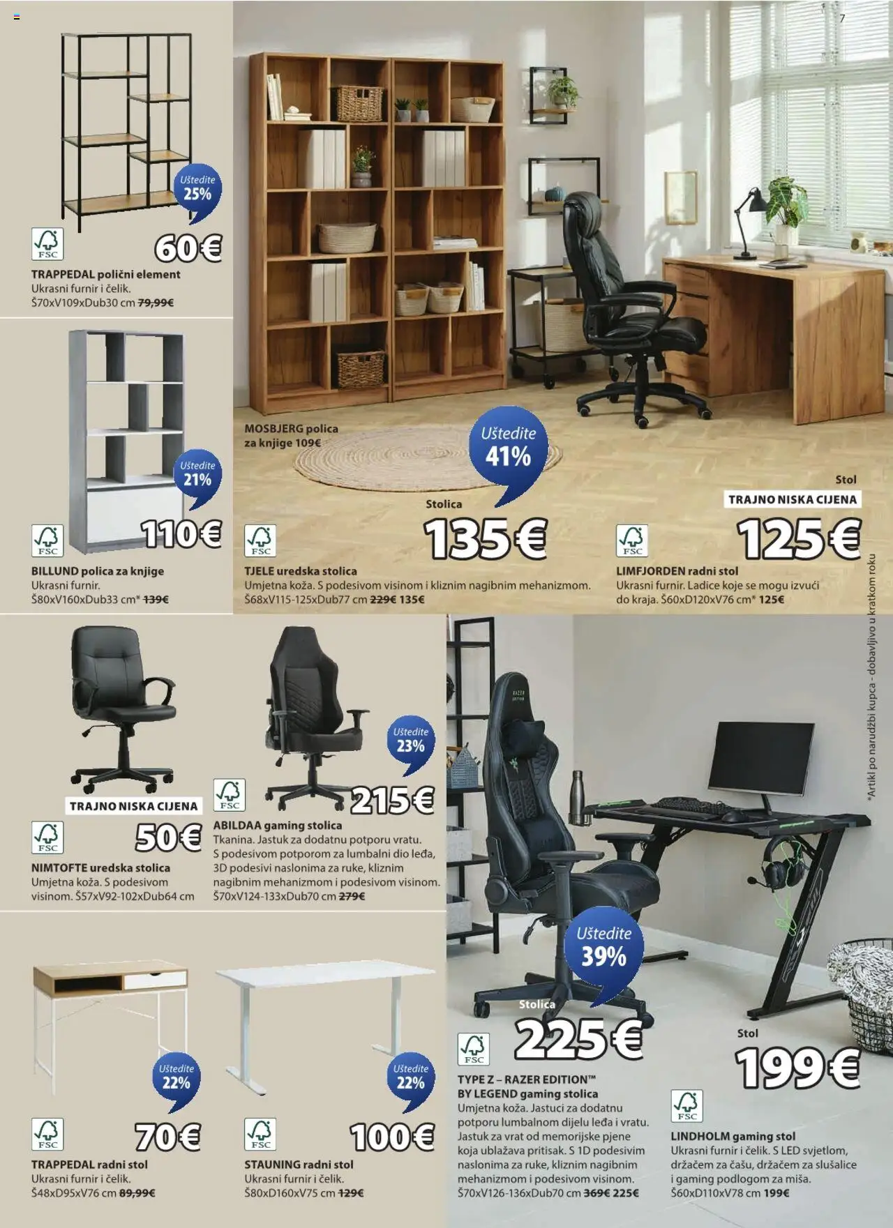JYSK katalog | vrijedi od 17.09.2025 | Stranica: 7 | Proizvodi: Stolica, Radni stol, Polica za knjige, Uredska stolica