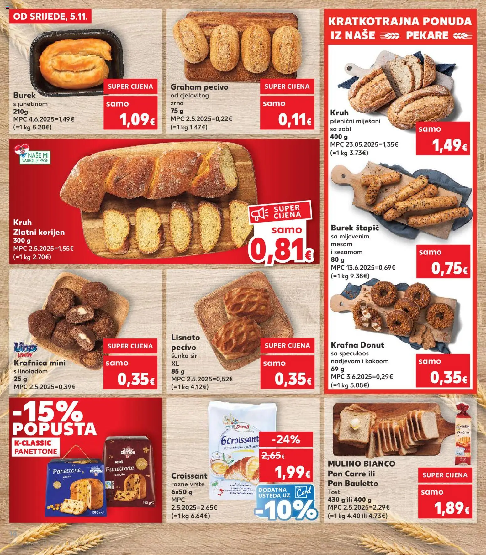 Kaufland katalog | vrijedi od 05.11.2025 | Stranica: 14 | Proizvodi: Lino Lada, Kruh, Toast, Burek