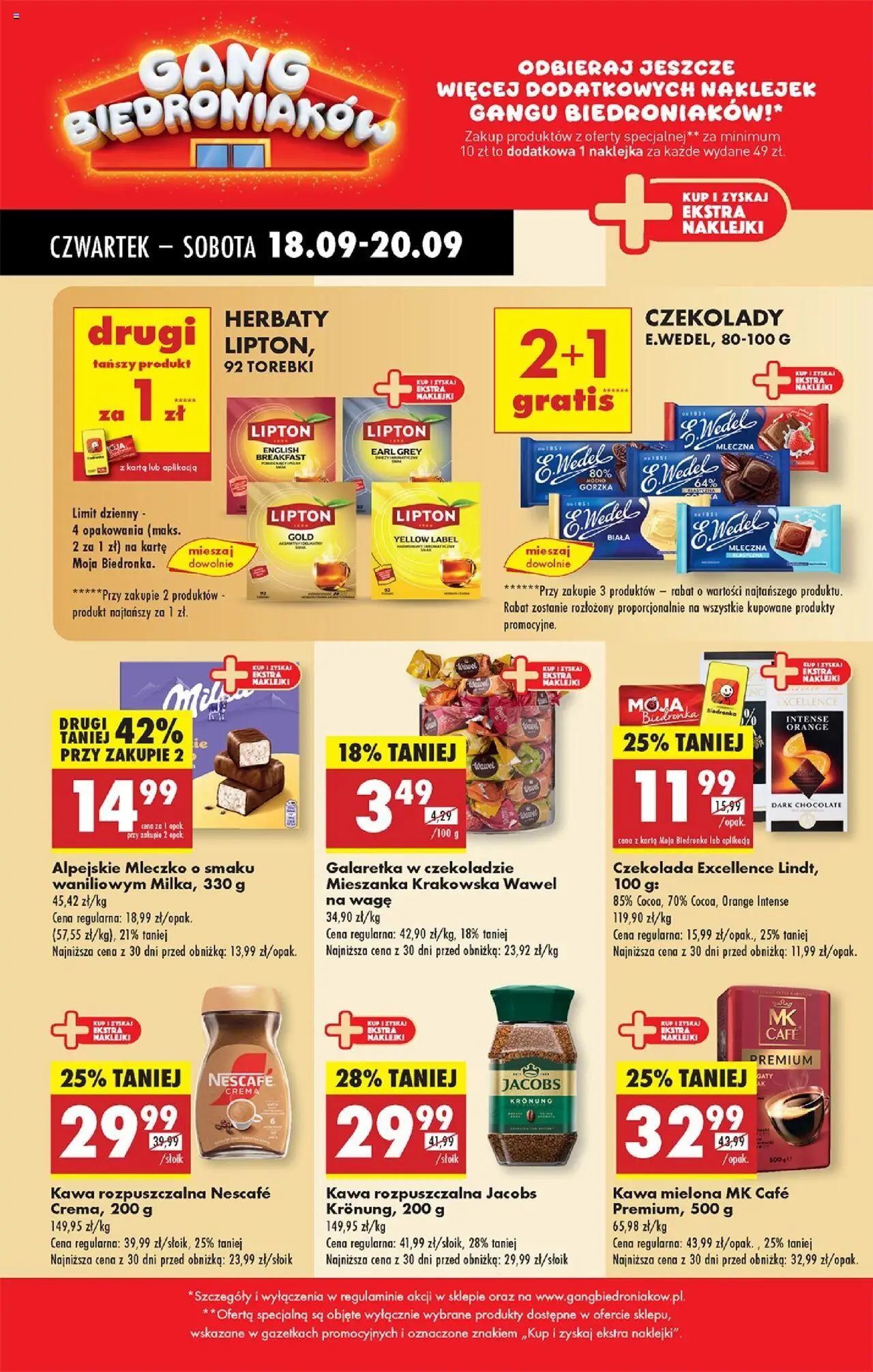 Biedronka gazetka - Oferta w tym tygodniu od 18.09.2025 | Strona: 36 | Produkty: Czekolady, Galaretka, Mieszanka krakowska, Milka