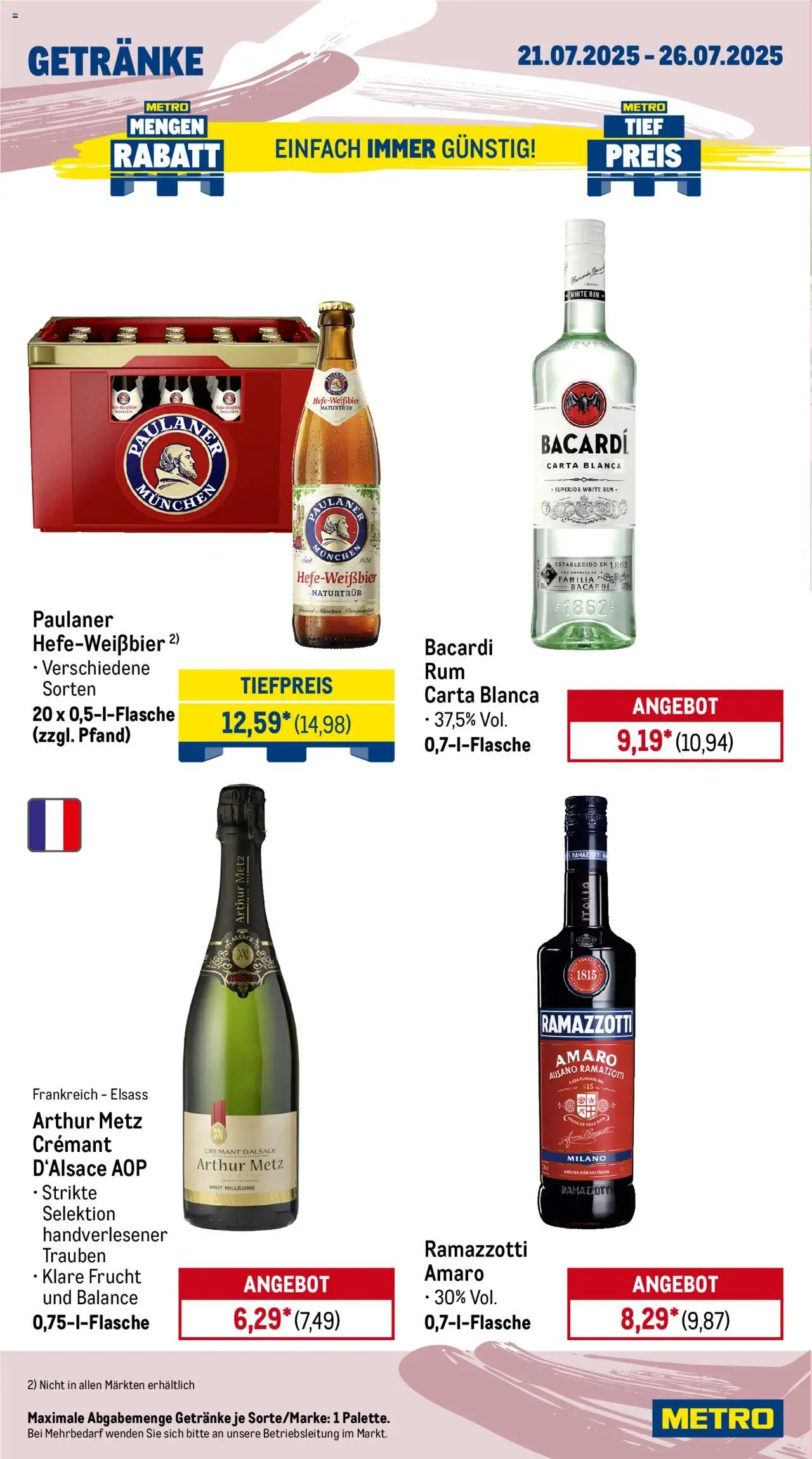 Metro Wochen-Angebote Gastro - gültig ab dem 21.07.2025 | Seite: 14 | Produkte: Bacardi, Trauben, Rum, Paulaner