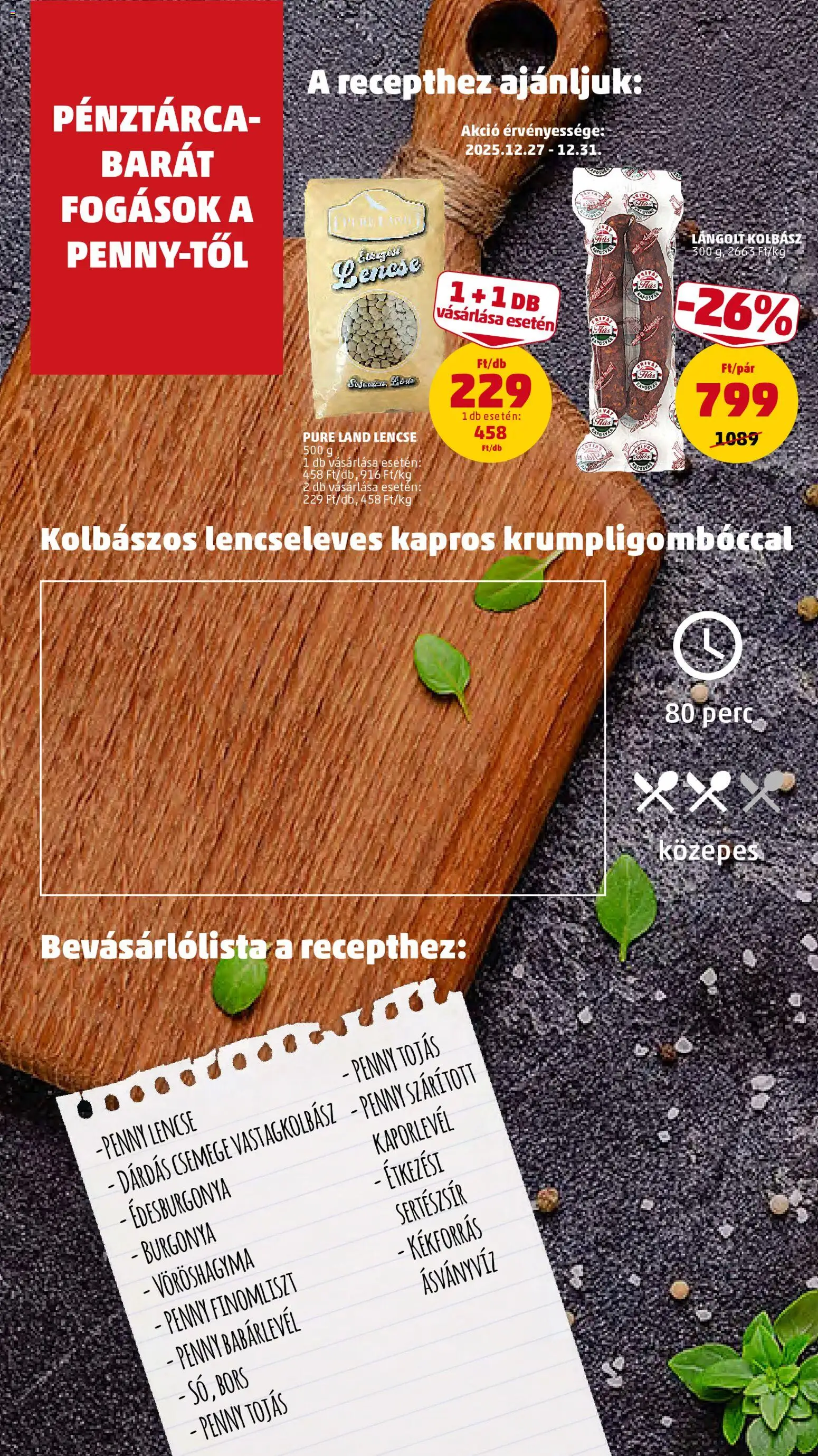 PENNY akciós ujság - amely érvényes a következő dátumtól: 27.12.2025 | Oldal: 10 | Termékek: Vastagkolbász, Tojás, Lencse, Ásványvíz