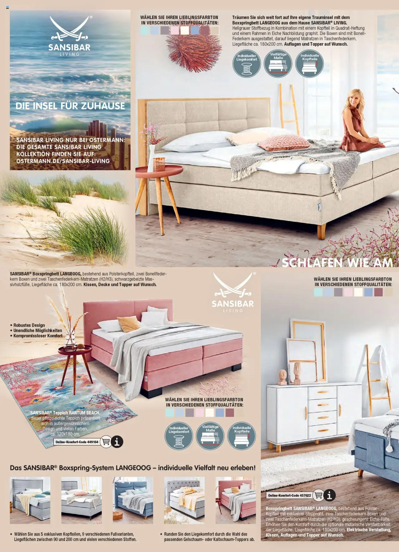 Ostermann Sansibar Living  – gültig ab 01.01.2025 | Seite: 14 | Produkte: Decke, Boxspringbett, Topper, Teppich