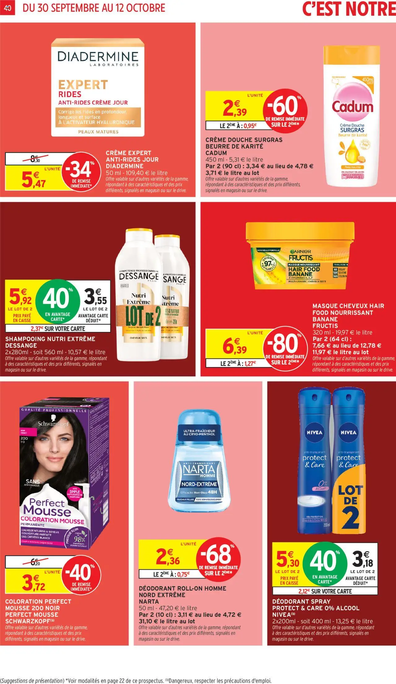 {H1} | Page: 40 | Produits: Mousse, Masque, Déodorant, Douche