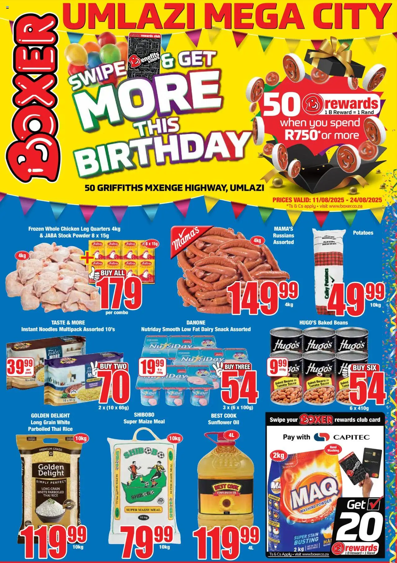 Boxer - KwaZulu-Natal - Umlazi Mega City Specials │ valid from 11.08.2025 | Page: 1 | Products: Baked beans, Oil, Noodles, Tomato sauce