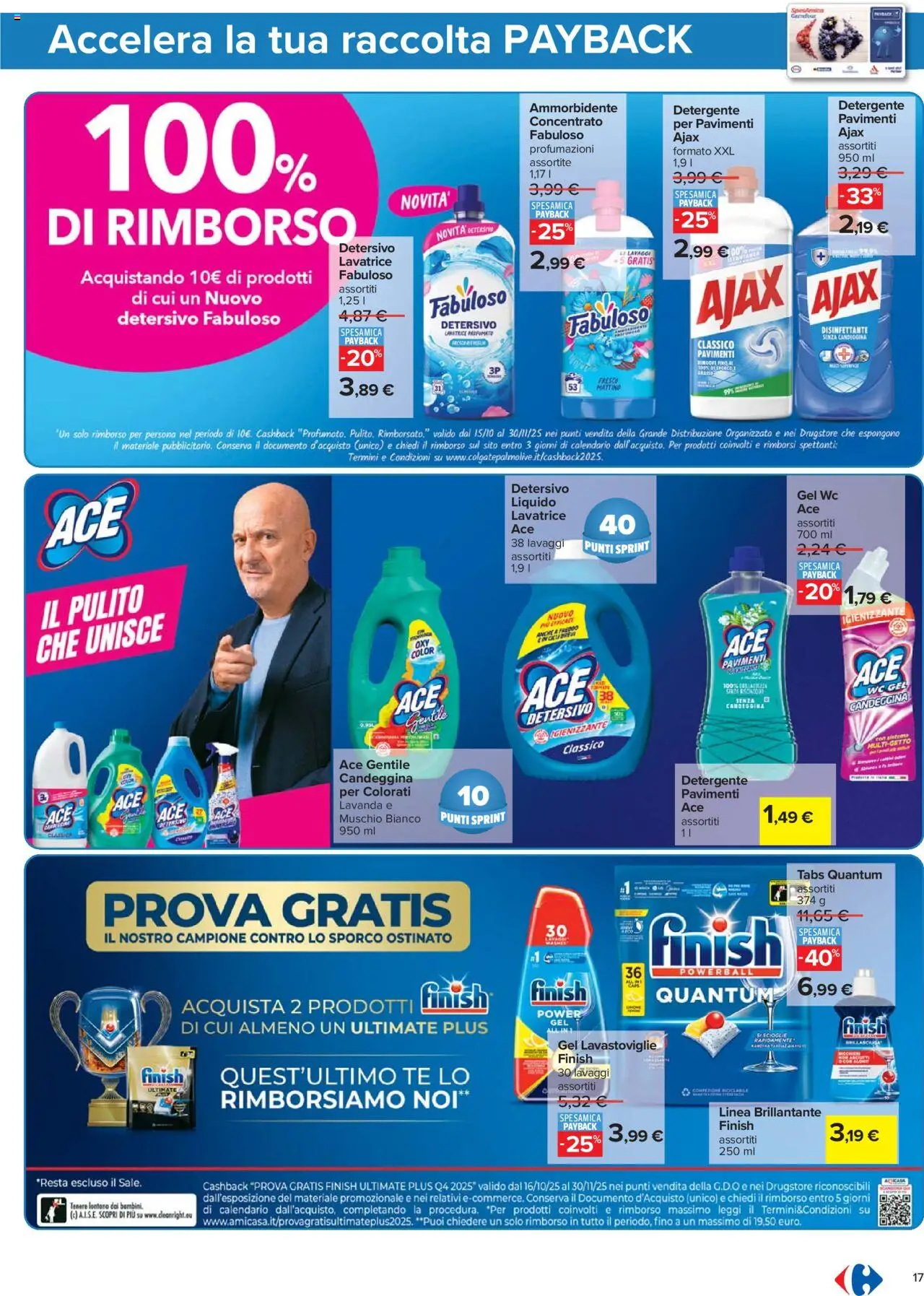 Volantino Carrefour del 23.10.2025 | Pagina: 17 | Prodotti: Ammorbidente, Detergente, Candeggina, WC