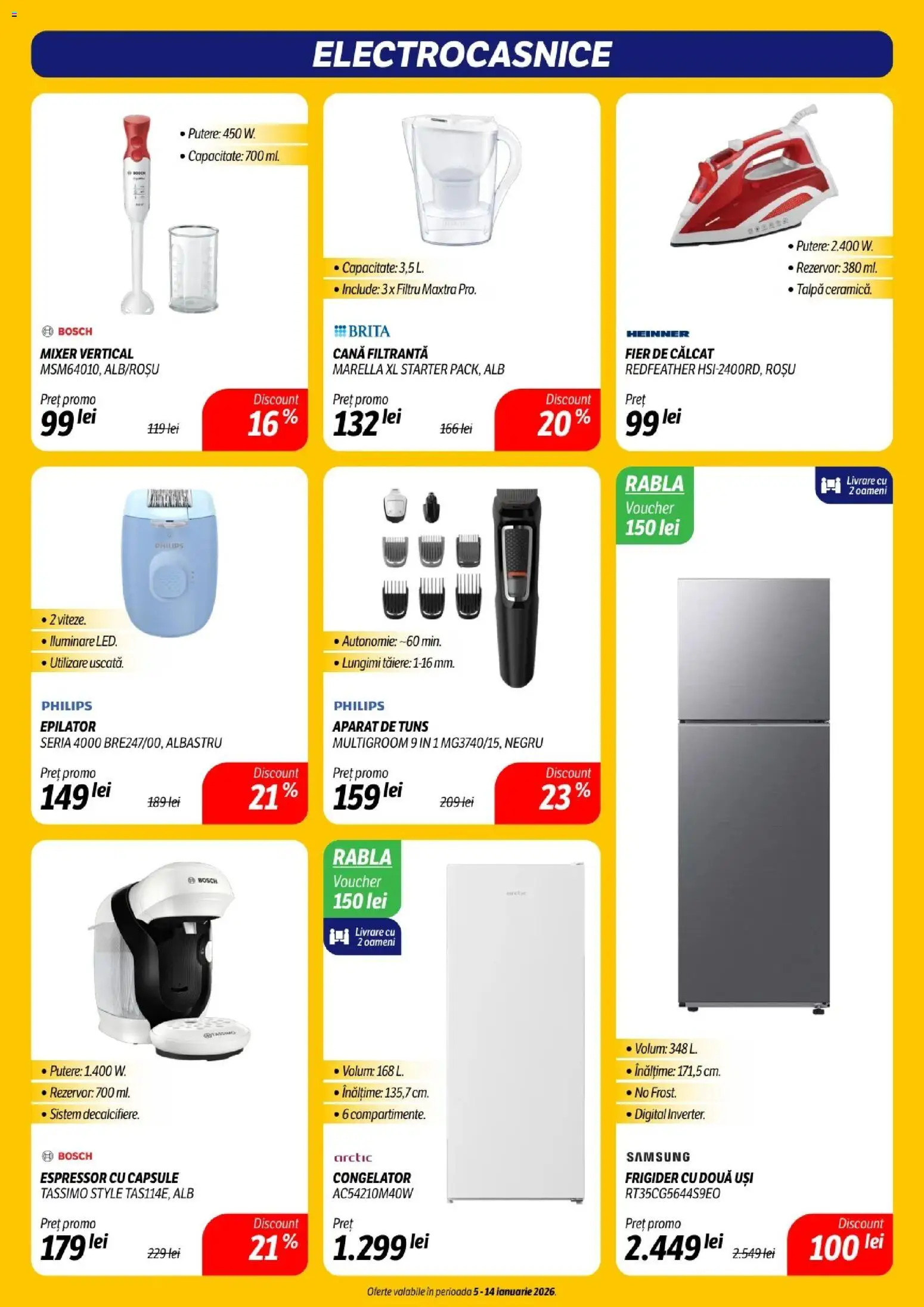 Noul catalog Flanco – valabil de la 05.01.2026 | Pagină: 17 | Produse: Espressor, Enginar, Fier de călcat, Frigider