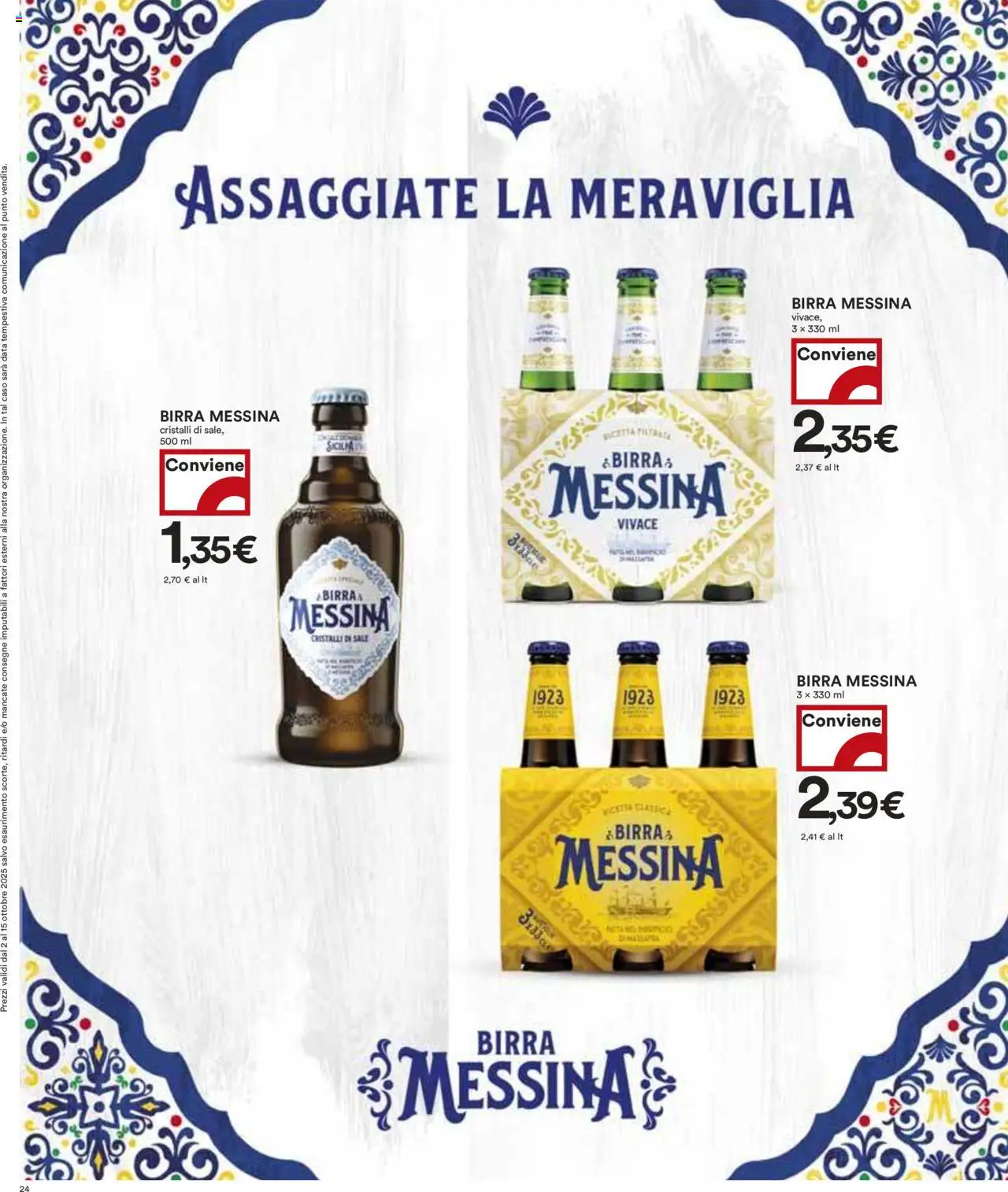 Volantino COOP del 02.10.2025 | Pagina: 24 | Prodotti: Birra, Sale, Data, Birra messina