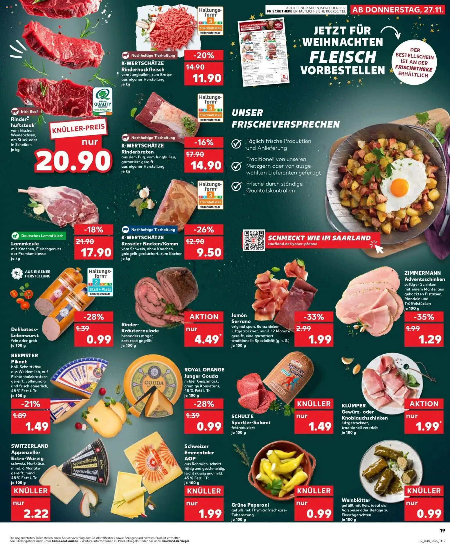 Kaufland prospekt Wuppertal	 – gültig ab 30.11.2025 | Seite: 19 | Produkte: Gouda, Schinken, Steak, Fleisch